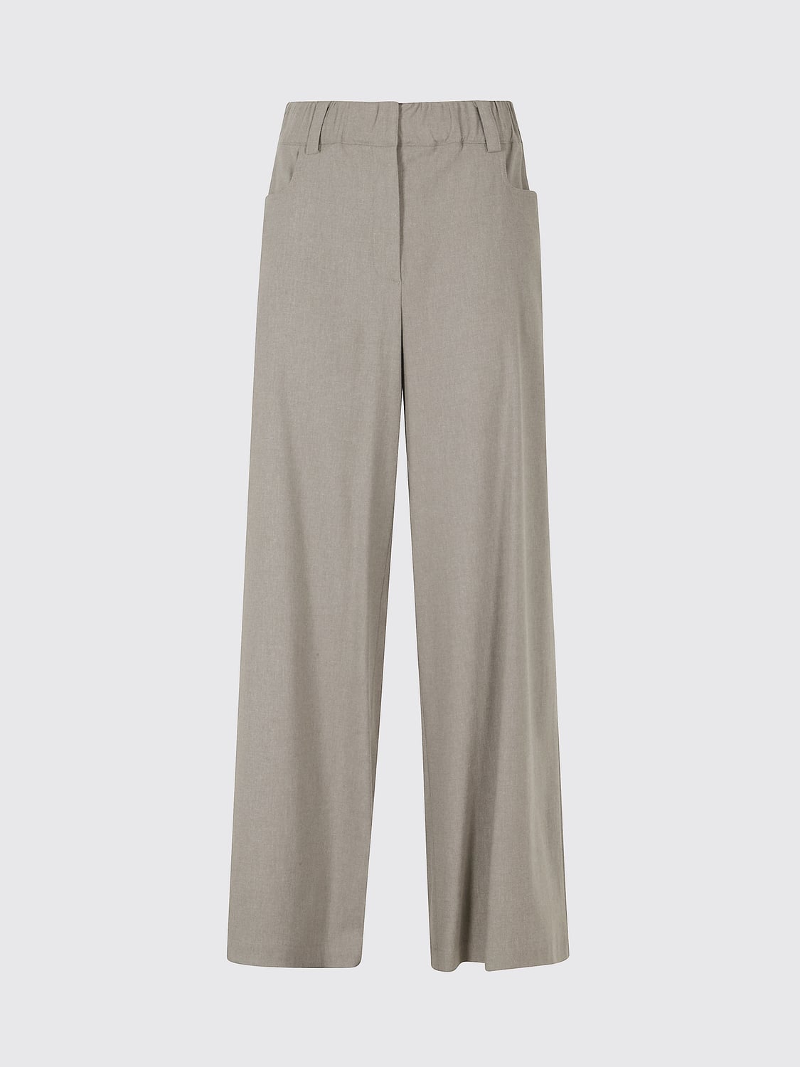 ALYSI PANTS: Alysi Wool-Blend Wide-Leg Palazzo Trousers with Elasticated Waist, Brown - Img 2