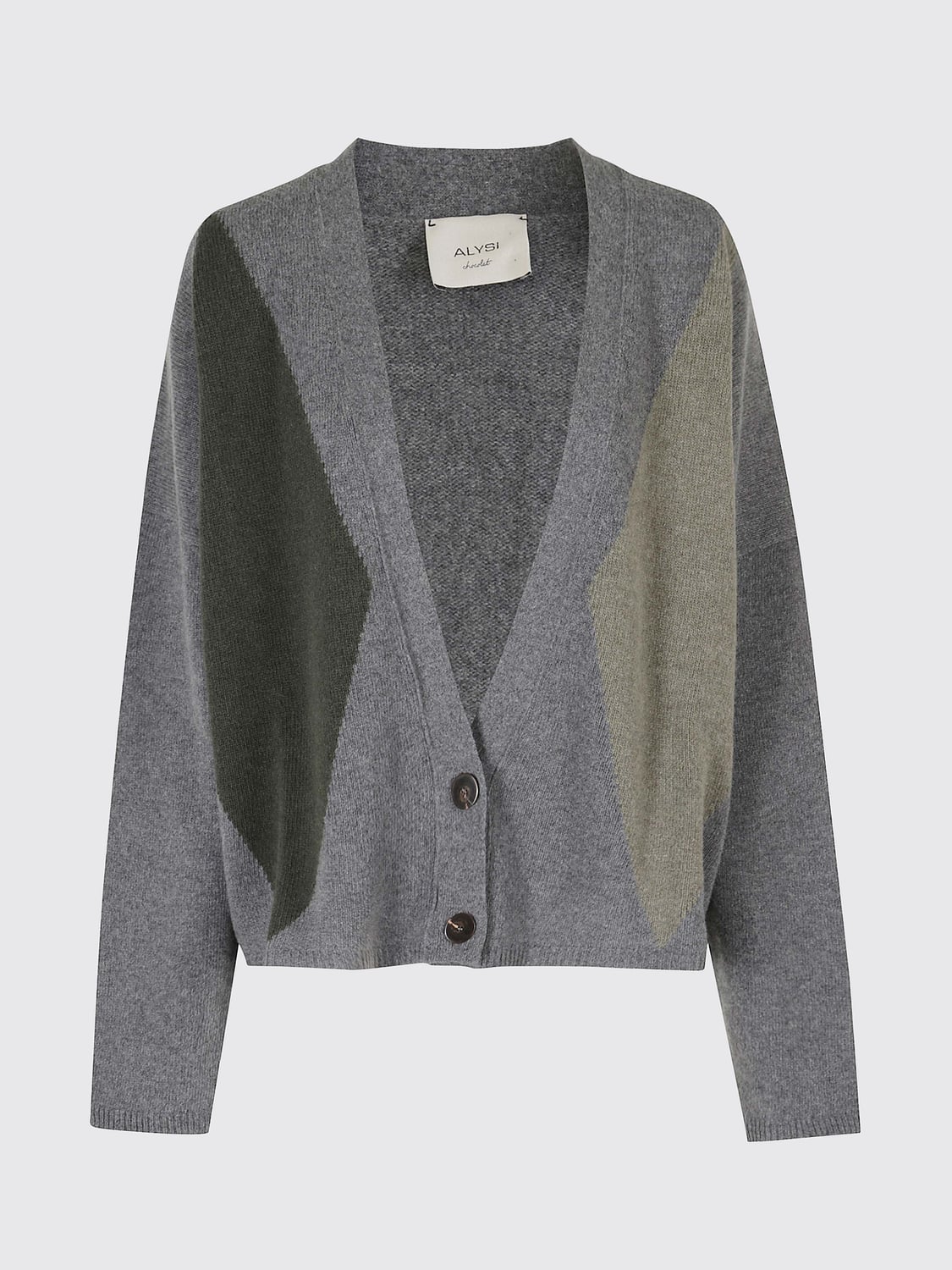 ALYSI PULL: Cardigan décontracté Alysi en mélange de laine à losanges avec col en V, Multicolore - Img 2