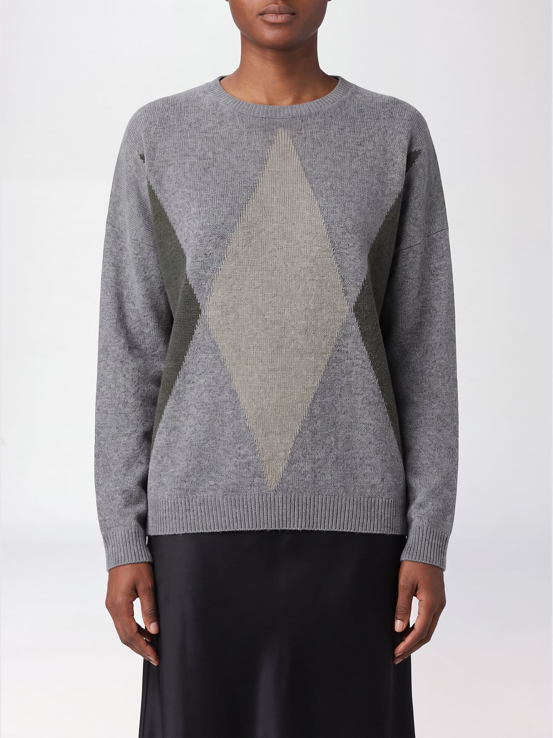 ALYSI PULL: Pull à col ras du cou Alysi en laine mélangée à motif carreaux et losanges, Multicolore - Img 1