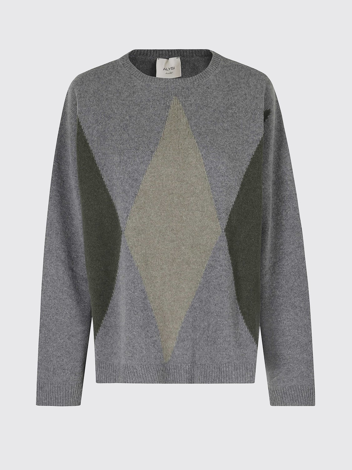 ALYSI PULL: Pull à col ras du cou Alysi en laine mélangée à motif carreaux et losanges, Multicolore - Img 2