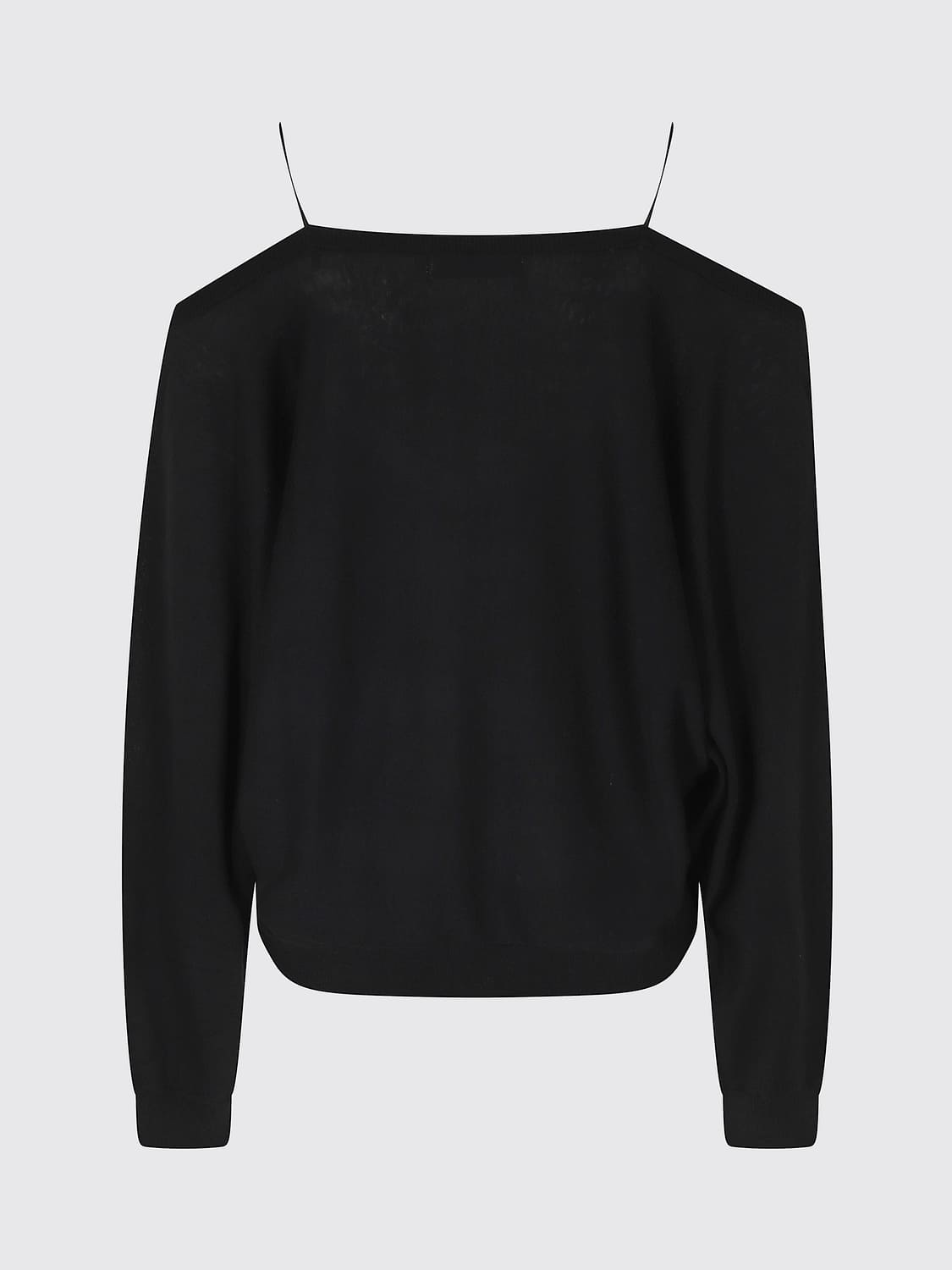 IRO TOP: Top Iro en maille de coton et soie à col V avec empiècements en dentelle, Noir - Img 3