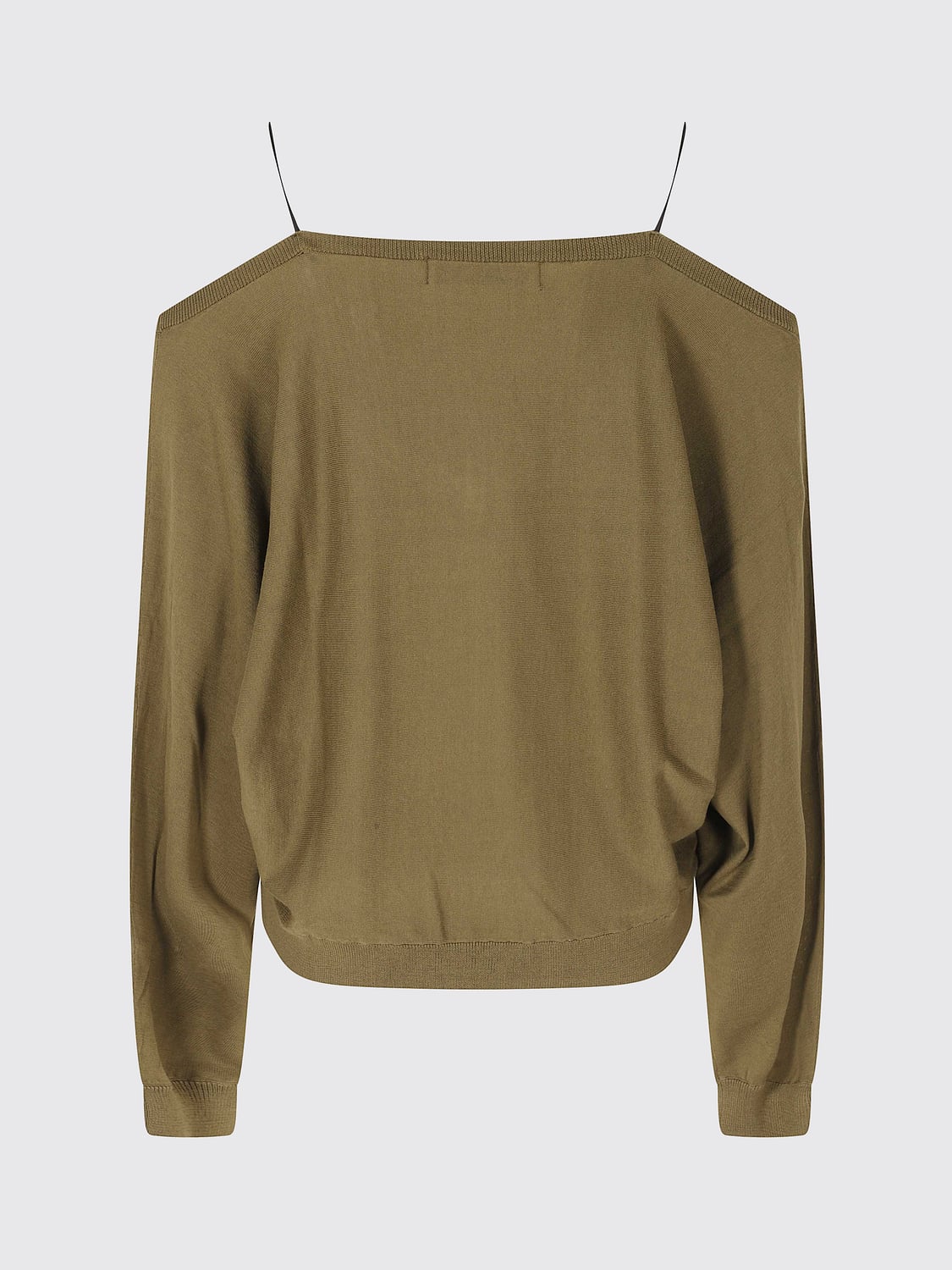 IRO TOP: Top Iro in maglia di cotone e seta con scollo a V e inserti in pizzo, Verde - Img 3