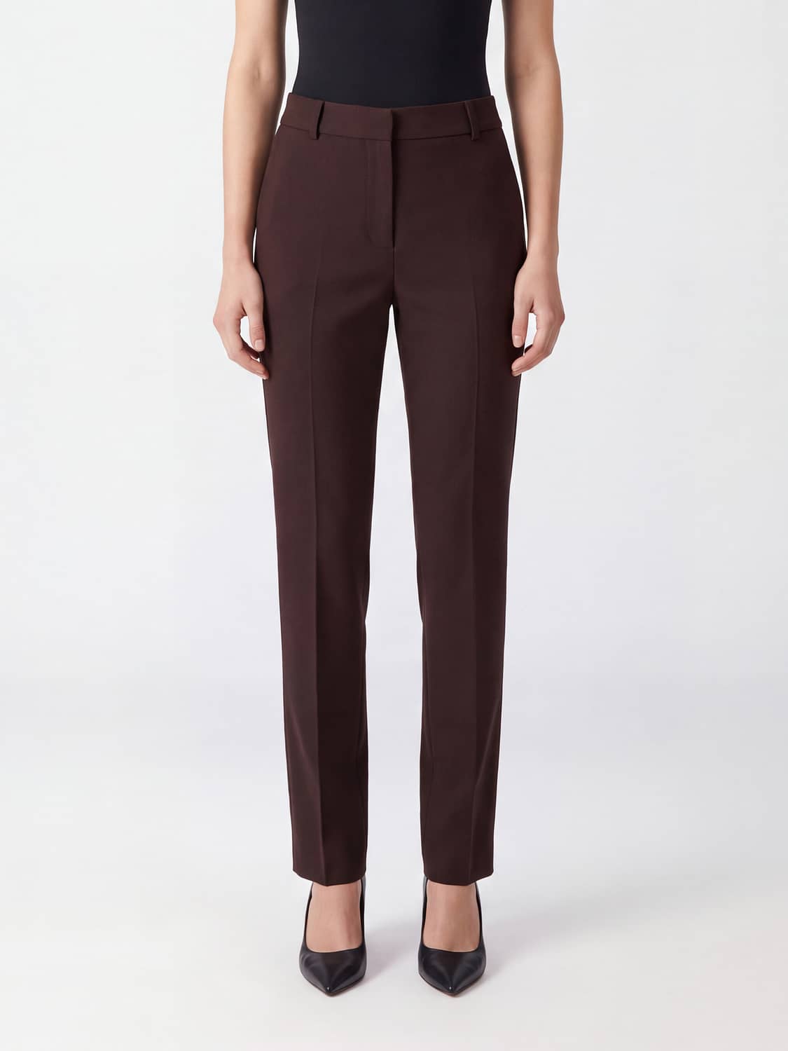 IRO PANTALONI: Pantaloni sartoriali Bingo Iro slim fit in misto lana a vita media, Marrone - Img 1