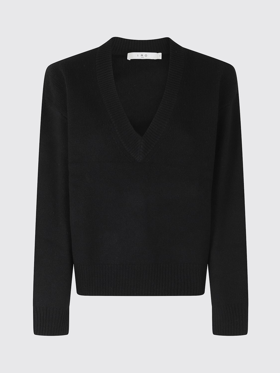IRO MAGLIA: Maglia Iro con scollo a V in 100% cashmere e bordi a costine, Nero - Img 2
