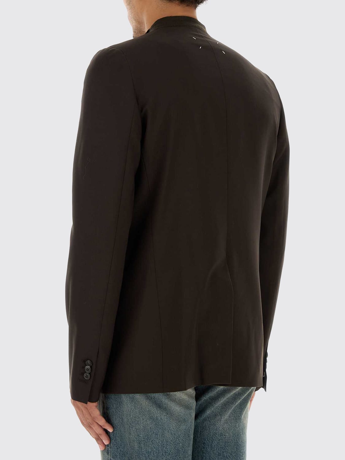 MAISON MARGIELA GIACCA: Blazer monopetto Maison Margiela in lana relaxed fit con collo a scialle, Marrone - Img 2