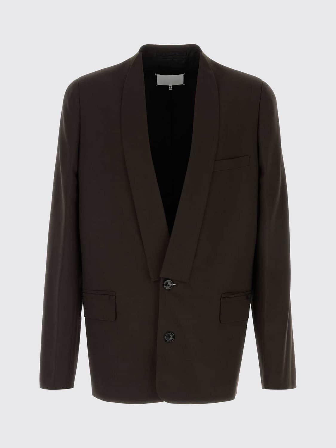 MAISON MARGIELA GIACCA: Blazer monopetto Maison Margiela in lana relaxed fit con collo a scialle, Marrone - Img 4