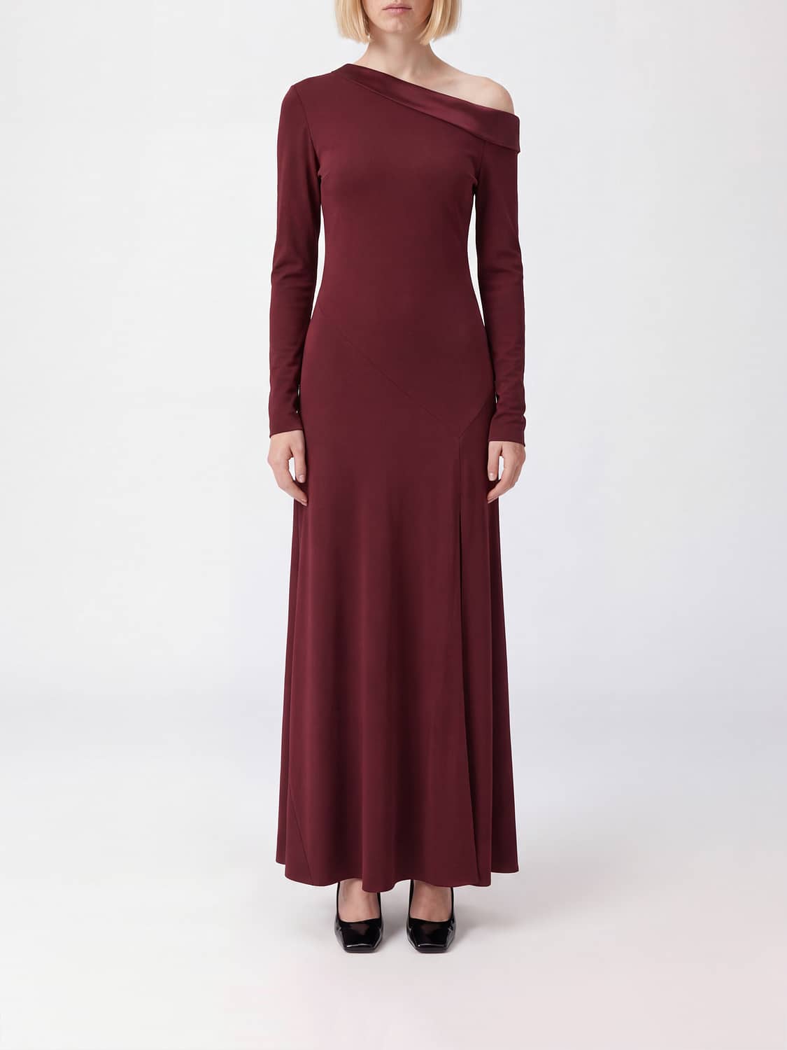 ALBERTA FERRETTI KLEID: Langes One-Shoulder-Kleid Alberta Ferretti aus Viskose mit asymmetrischem Ausschnitt, Rot - Img 1