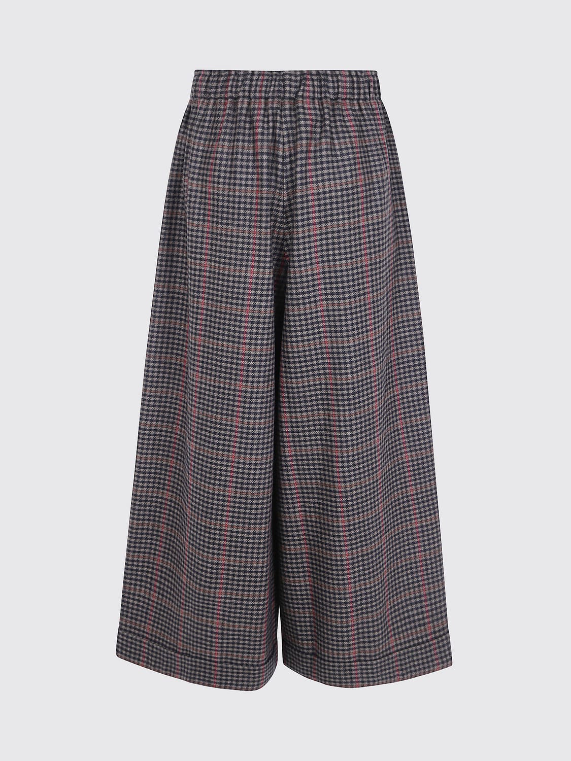DANIELA GREGIS HOSE: Weit geschnittene Wollhose Daniela Gregis mit Karomuster und elastischem Bund, Braun - Img 3