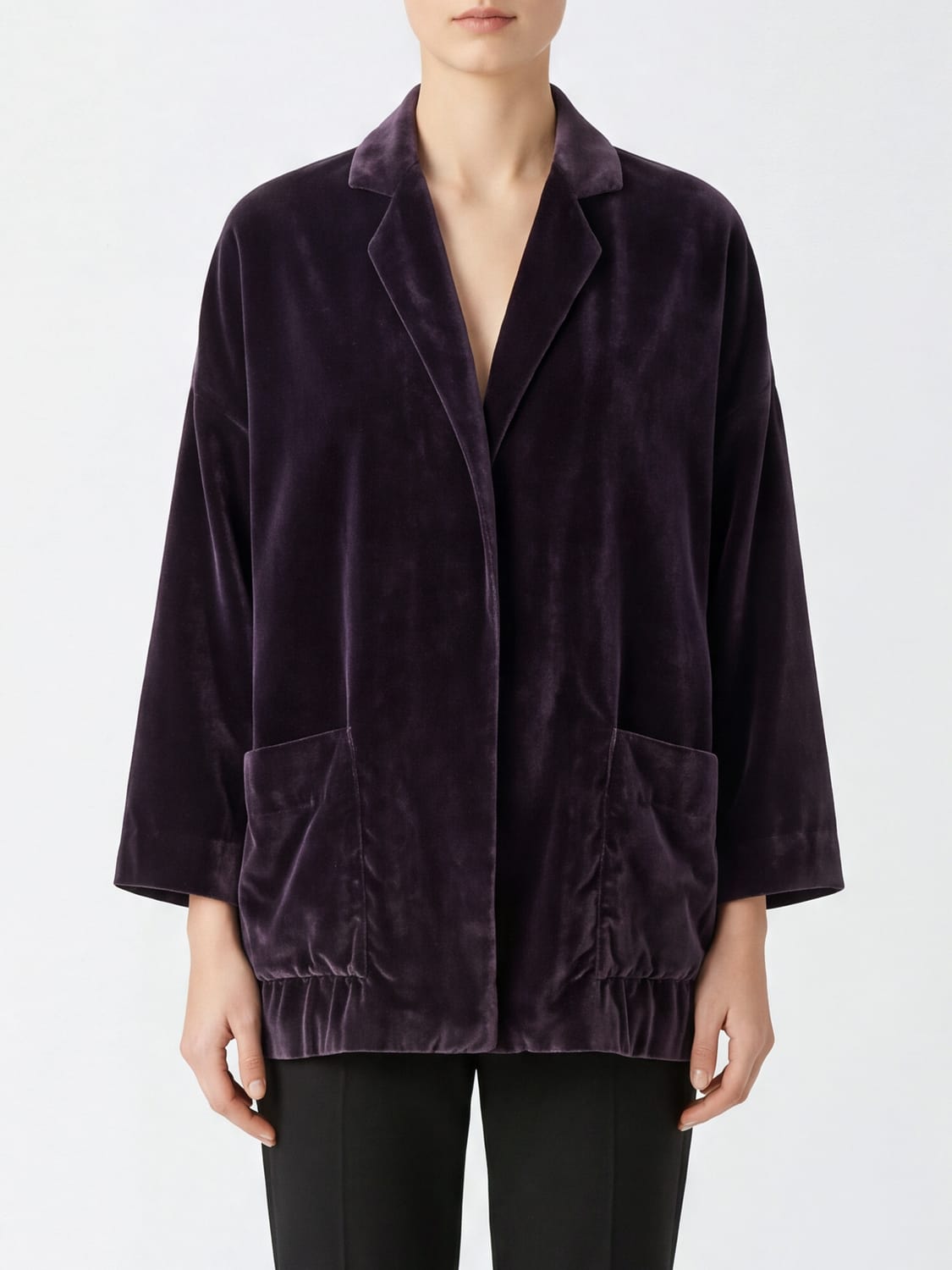 DANIELA GREGIS JACKE: Einreihiger Blazer Daniela Gregis aus Baumwollsamt mit aufgesetzten Taschen, Braun - Img 1