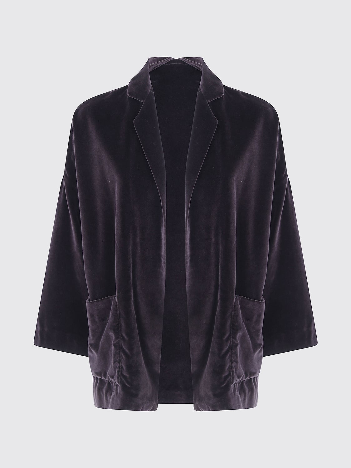 DANIELA GREGIS JACKE: Einreihiger Blazer Daniela Gregis aus Baumwollsamt mit aufgesetzten Taschen, Braun - Img 2