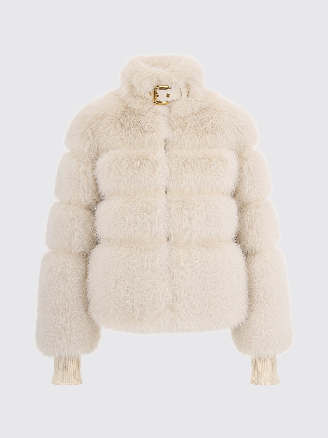 PATRIZIA PEPE FOURRURE: Veste en fausse fourrure Patrizia Pepe avec col montant et boucle, Beige - Img 2