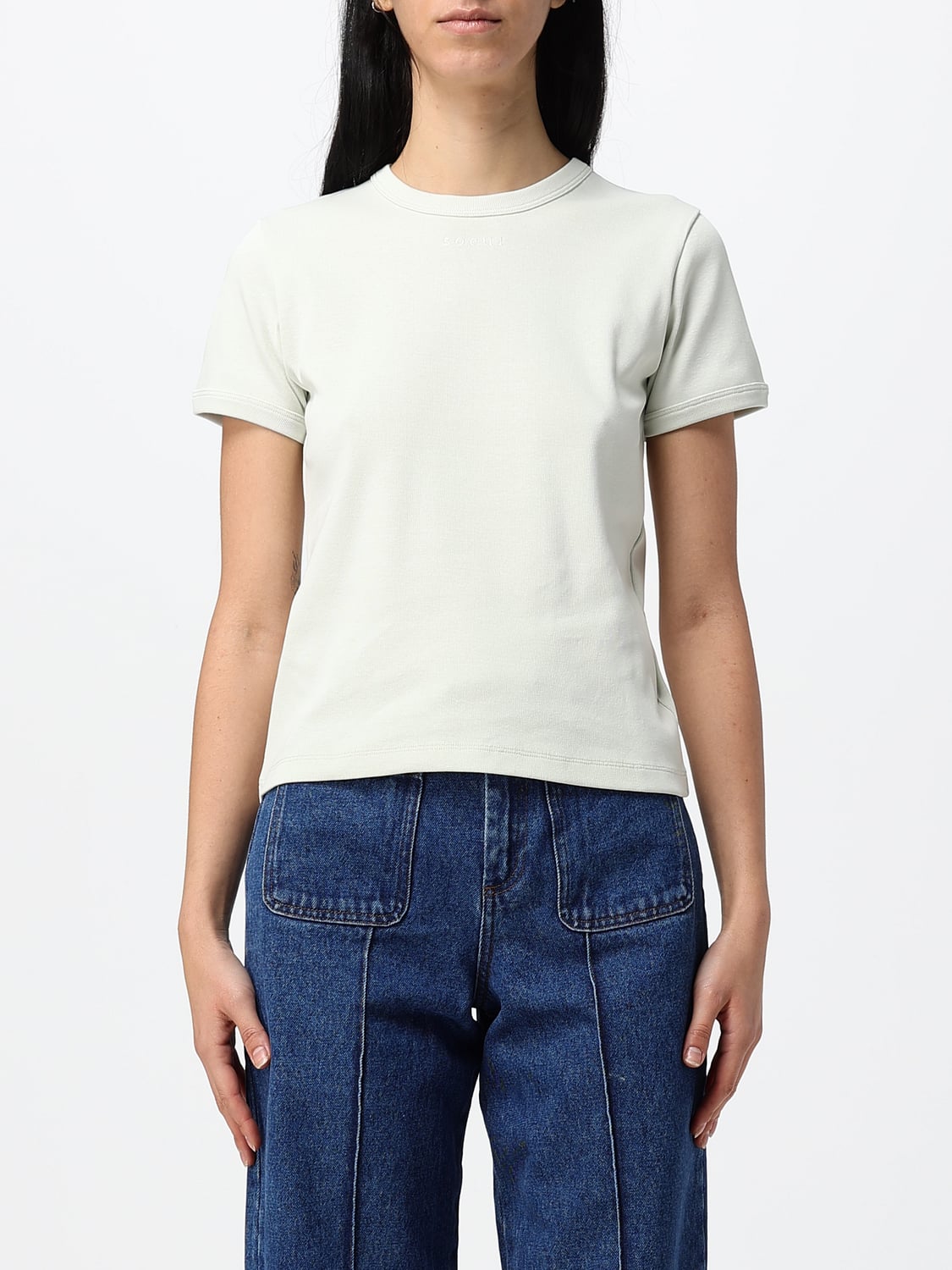 SOEUR T-SHIRTS: T-shirt Soeur a maniche corte in puro cotone con scollo rotondo, Verde - Img 1