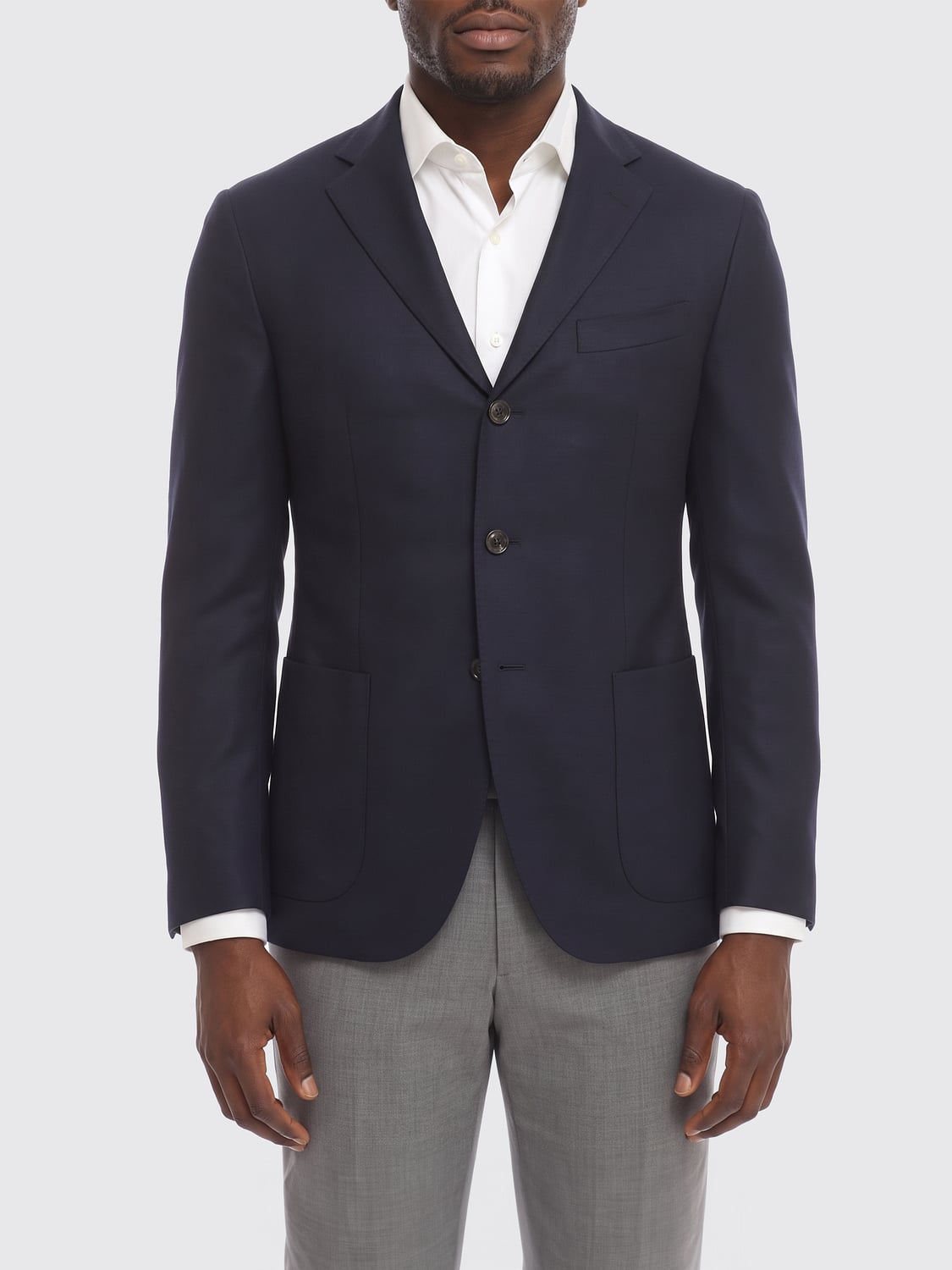 BOGLIOLI JACKET: Classic Single-Breasted Boglioli Blazer in Pure Virgin Wool with Patch Pockets, Blue - Img 1