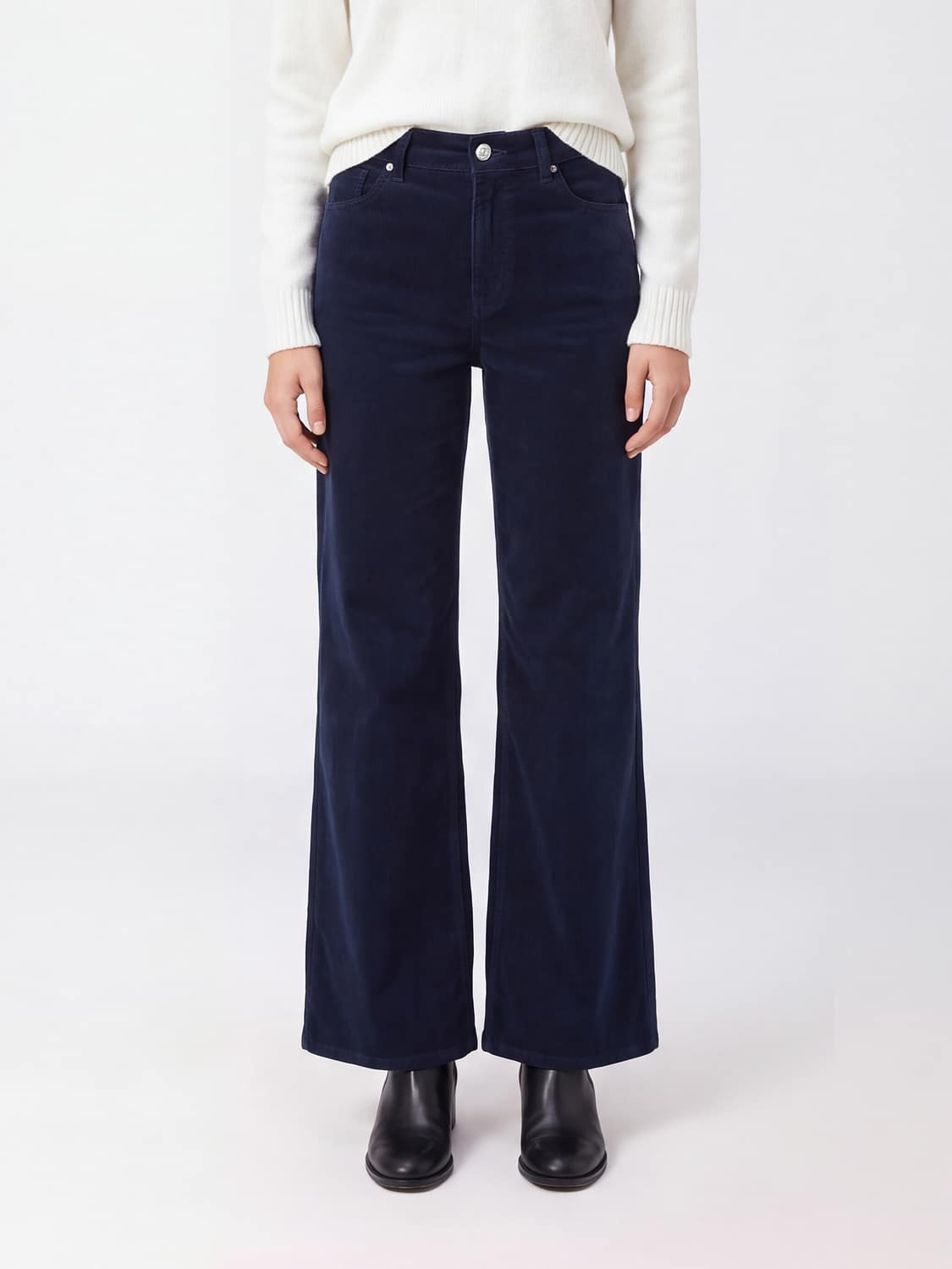 DONDUP HOSE: Dondup Amber Cordhose mit geradem Bein und hoher Taille, Blau - Img 1