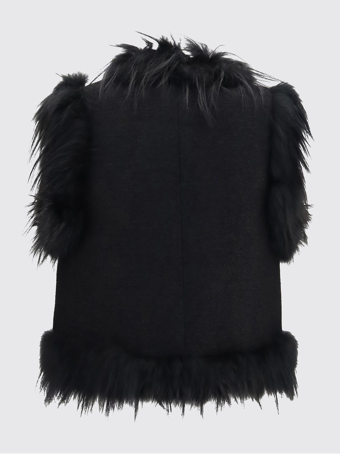 FENDI ABRIGO DE PIEL: Chaleco Fendi de lana virgen con cuello de pelo de zorro, Negro - Img 2
