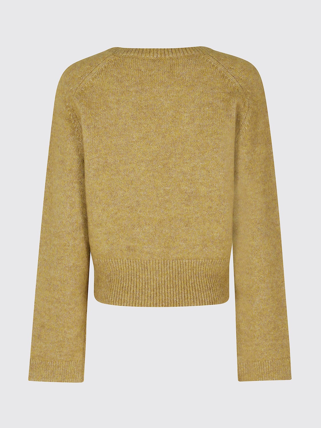 GANNI PULLOVER: Pullover Ganni aus recycelter Wollmischung mit V-Ausschnitt und Rippenbündchen, Grün - Img 3