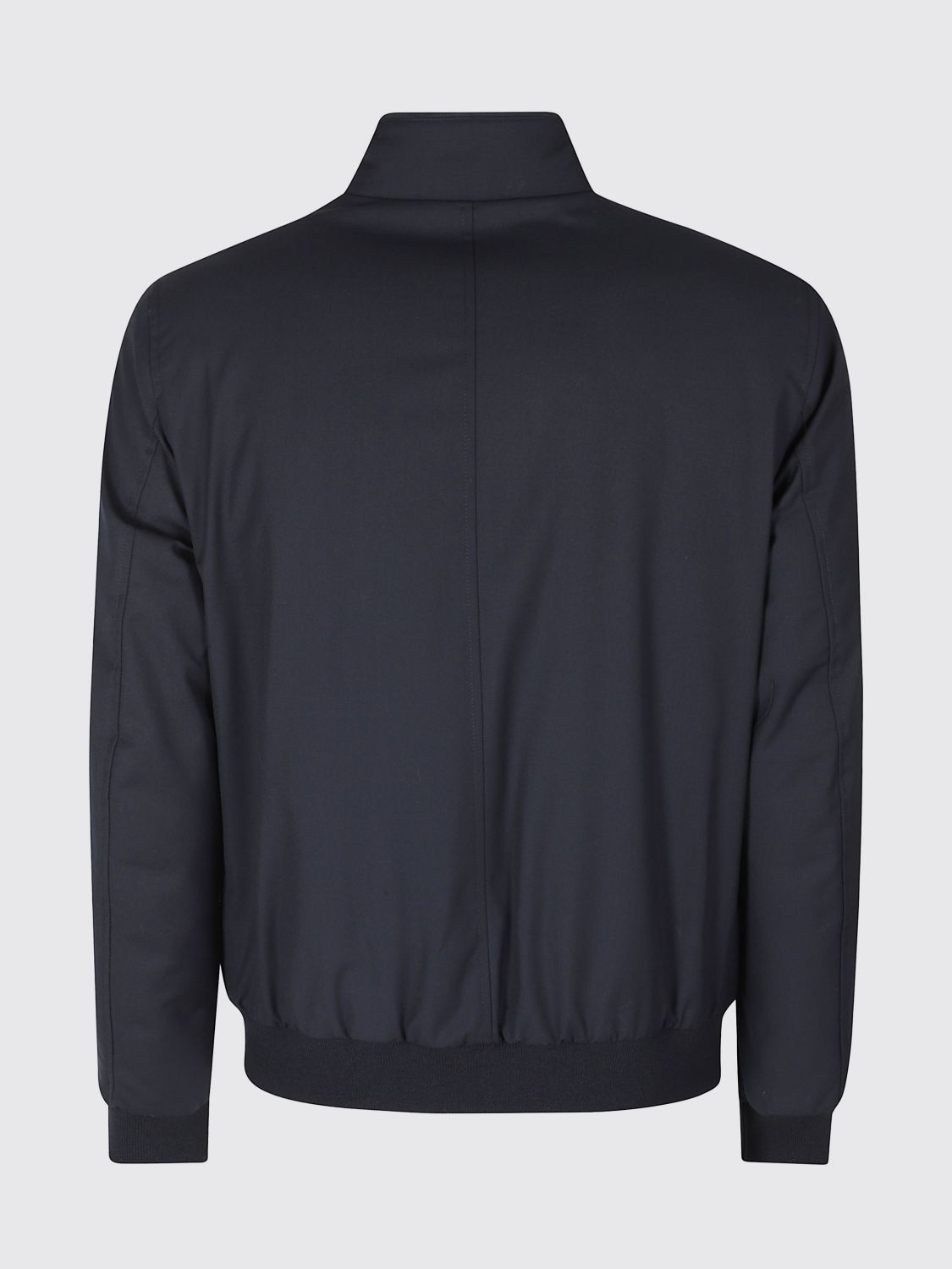 MOORER JACKET: Moorer Technical Fabric Bomber Jacket with High Neck and Elasticated Cuffs, Blue - Img 3