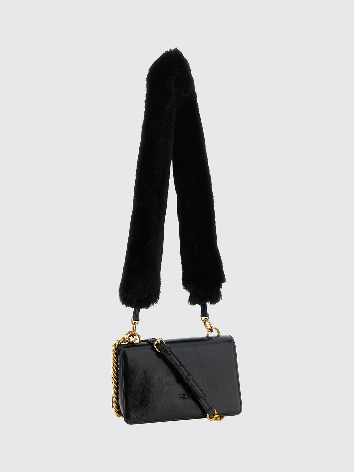 PINKO BORSA MINI: Mini borsa a tracolla Love One Classic Pinko in pelle con fibbia Love Birds, Nero - Img 2