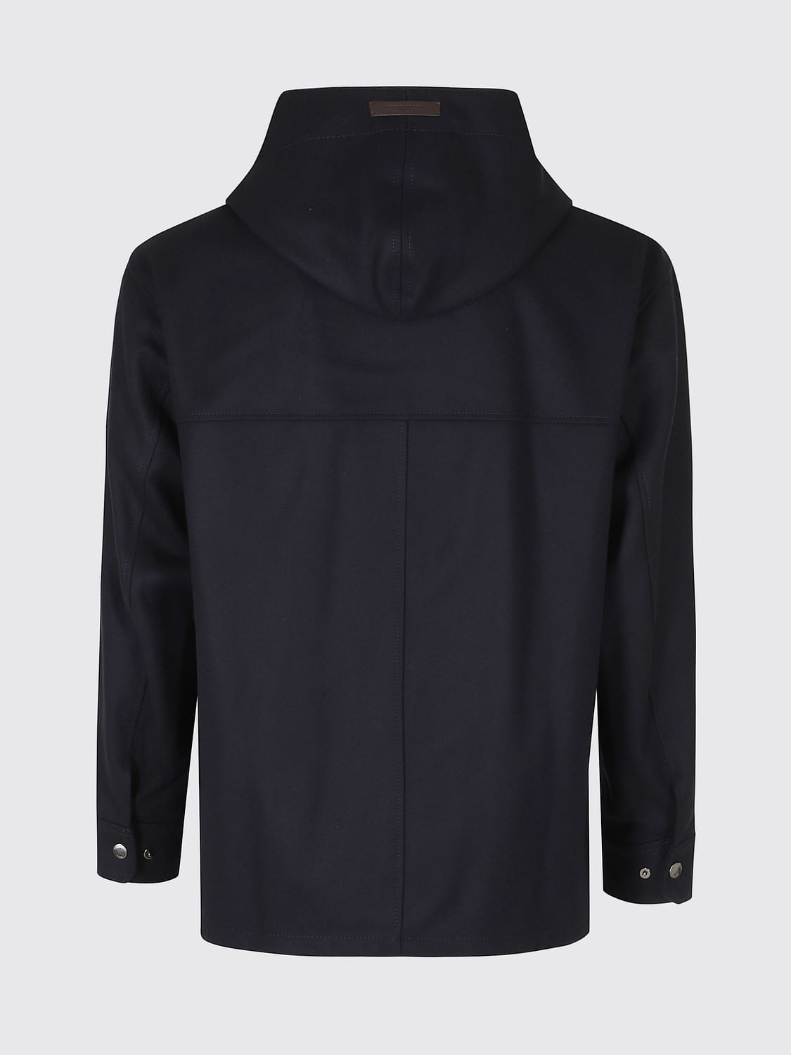 PAOLO PECORA COAT: Paolo Pecora Short Hooded Coat in a Wool and Cashmere Blend, Blue - Img 3