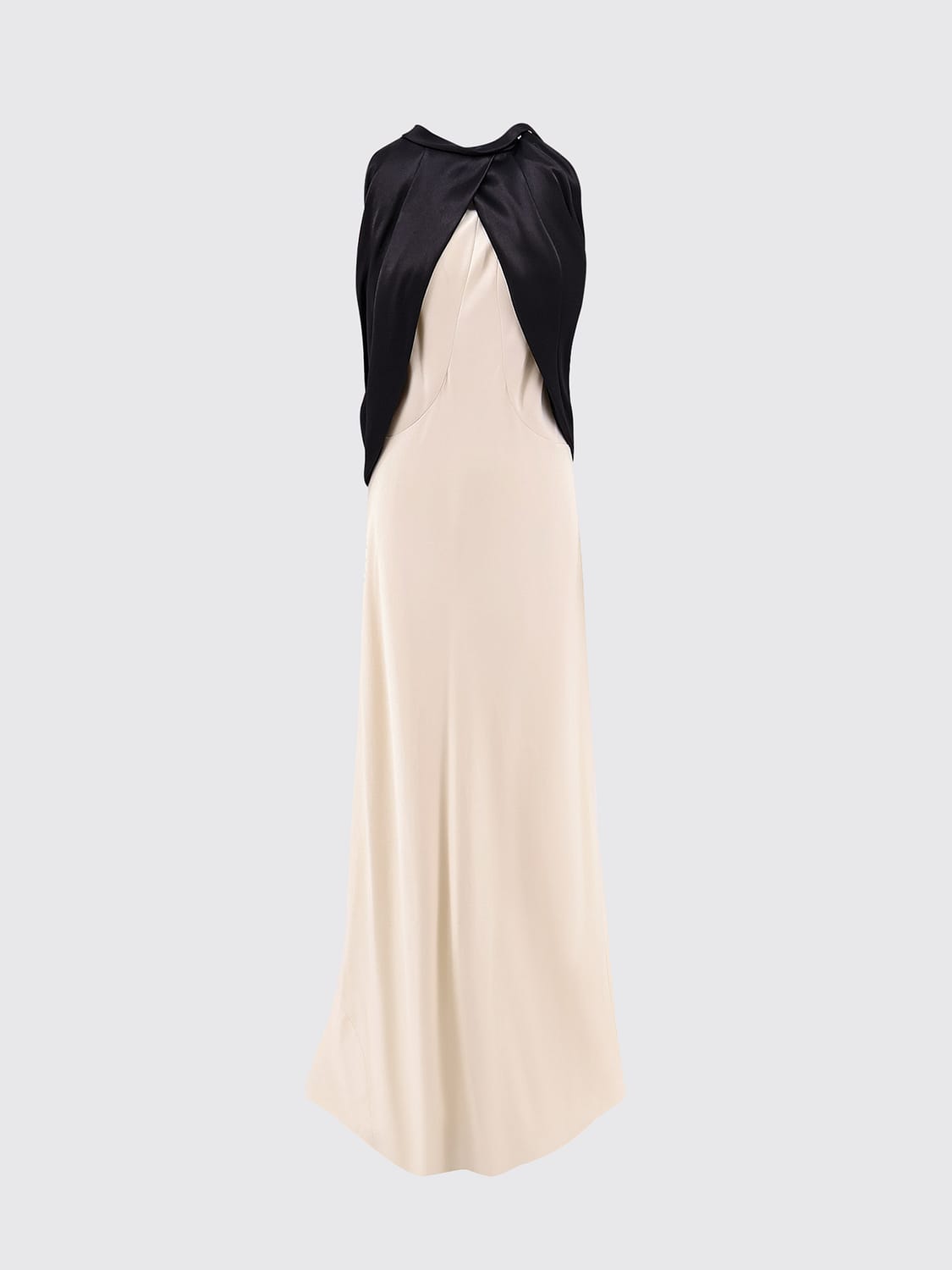 ALBERTA FERRETTI VESTIDO: Vestido de noche largo de crepé bicolor con hombros descubiertos Alberta Ferretti, Marfil - Img 2