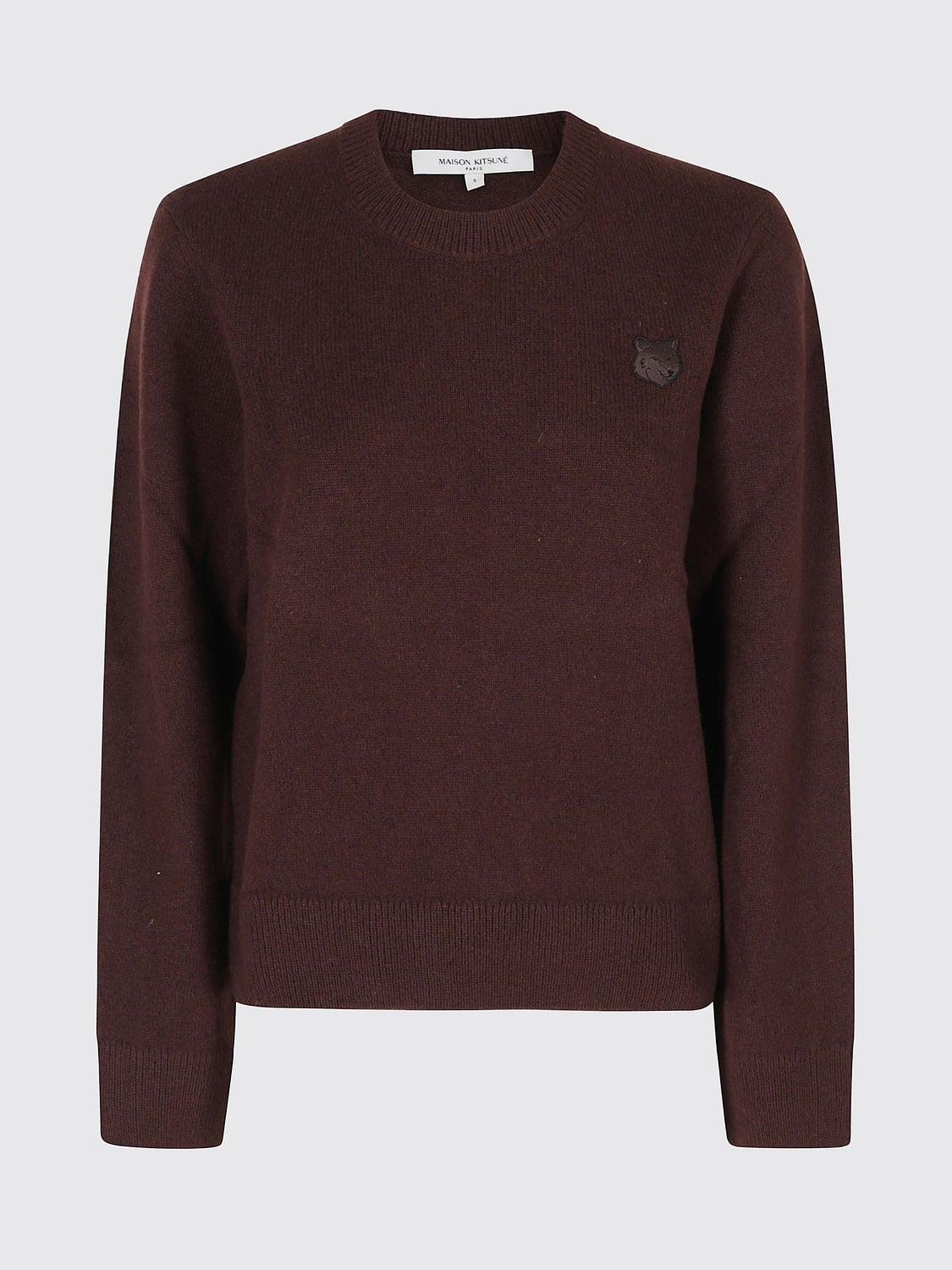 MAISON KITSUNÉ PULL: Pull en laine à col rond Maison Kitsuné avec patch logo Chillax Fox, Marron - Img 2