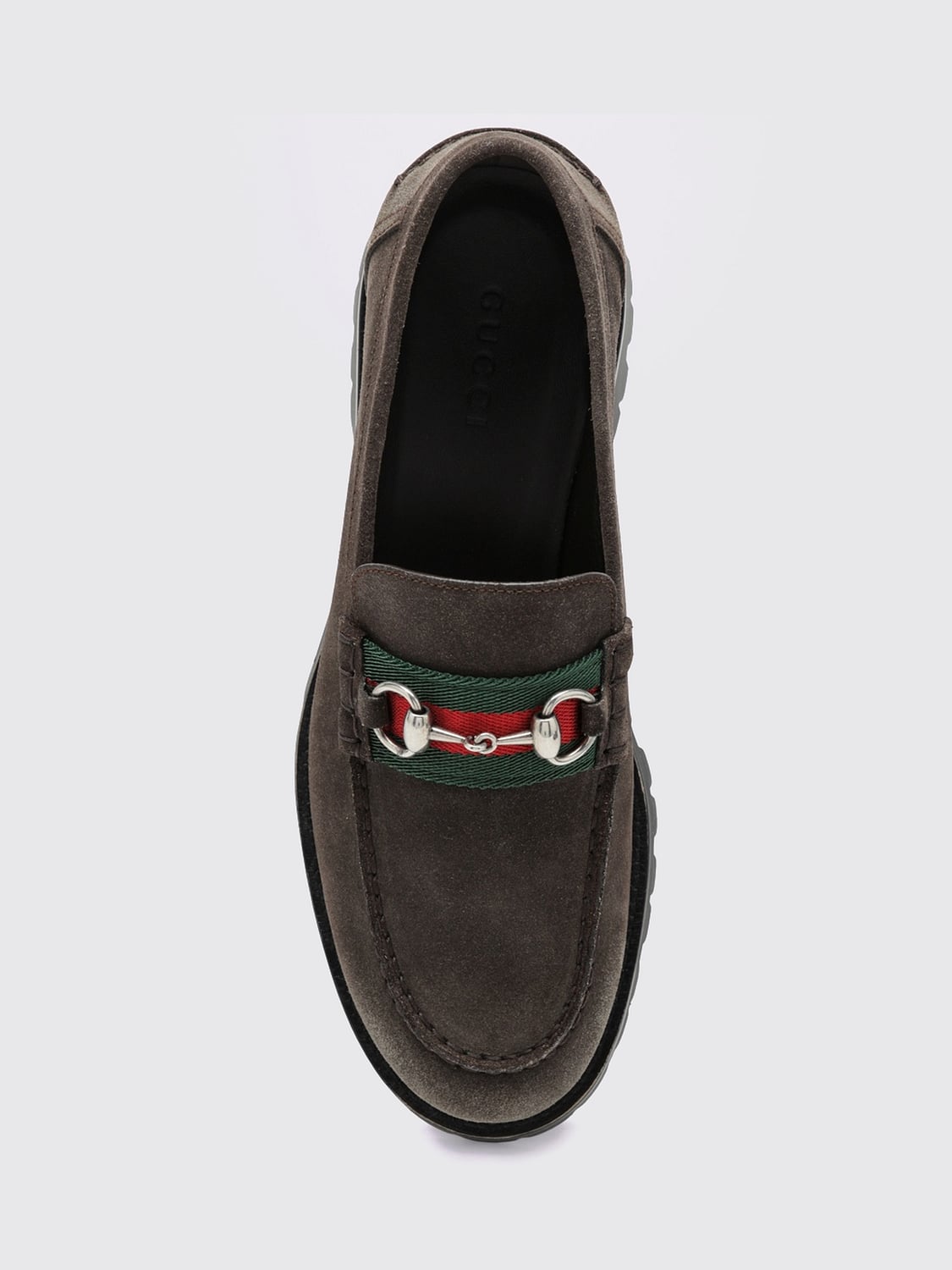 GUCCI MOCASSINI: Mocassini penny Gucci in pelle scamosciata con morsetto Horsebit, Moro - Img 4