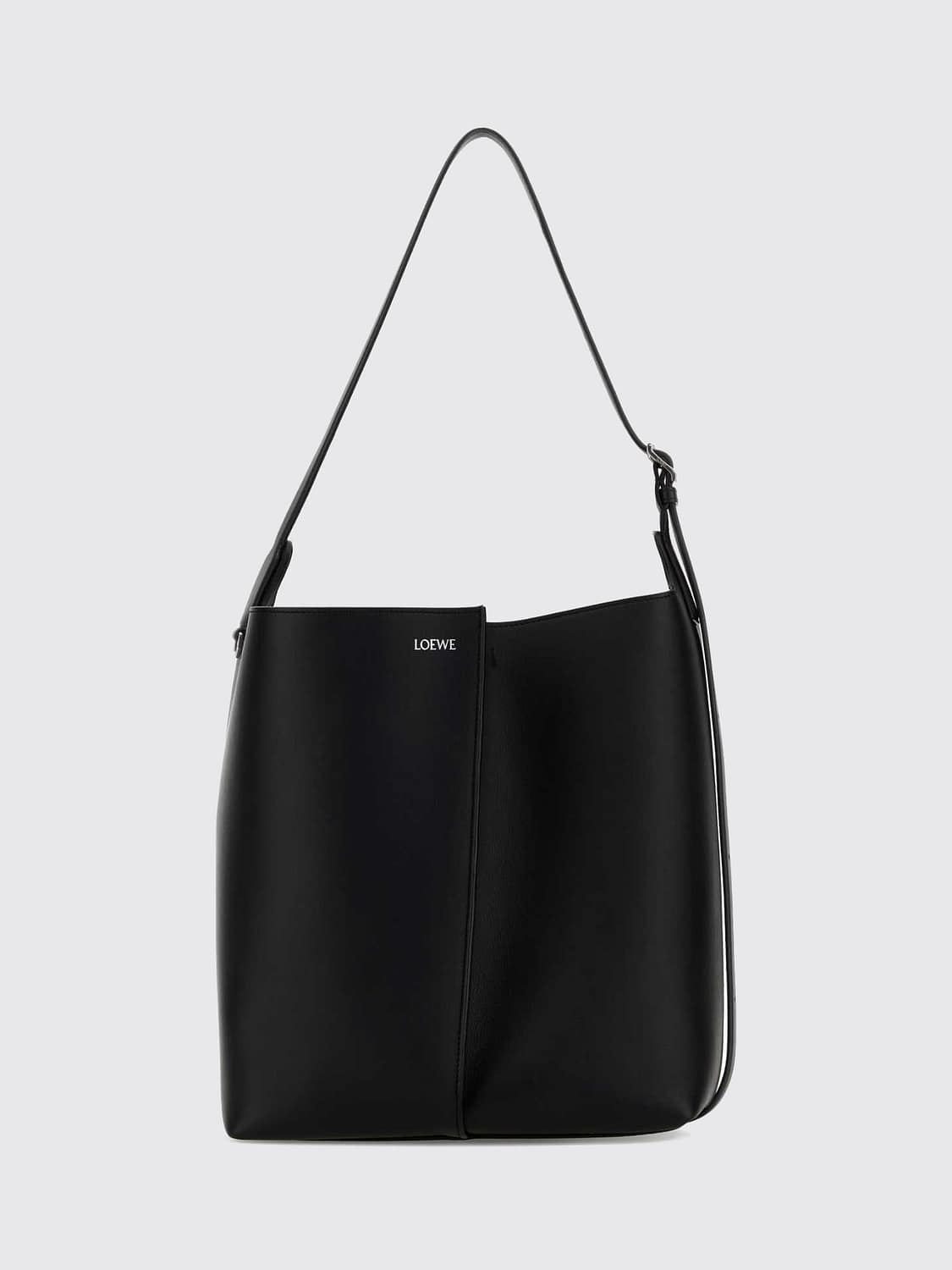 LOEWE BORSA A SPALLA: Borsa a spalla Bilbao Loewe in pelle di vitello liscia con manico regolabile, Nero - Img 1