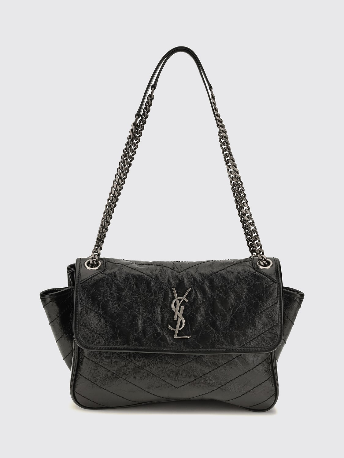 SAINT LAURENT BORSA A SPALLA: Borsa a spalla Niki Saint Laurent in pelle trapuntata con motivo chevron, Nero - Img 1