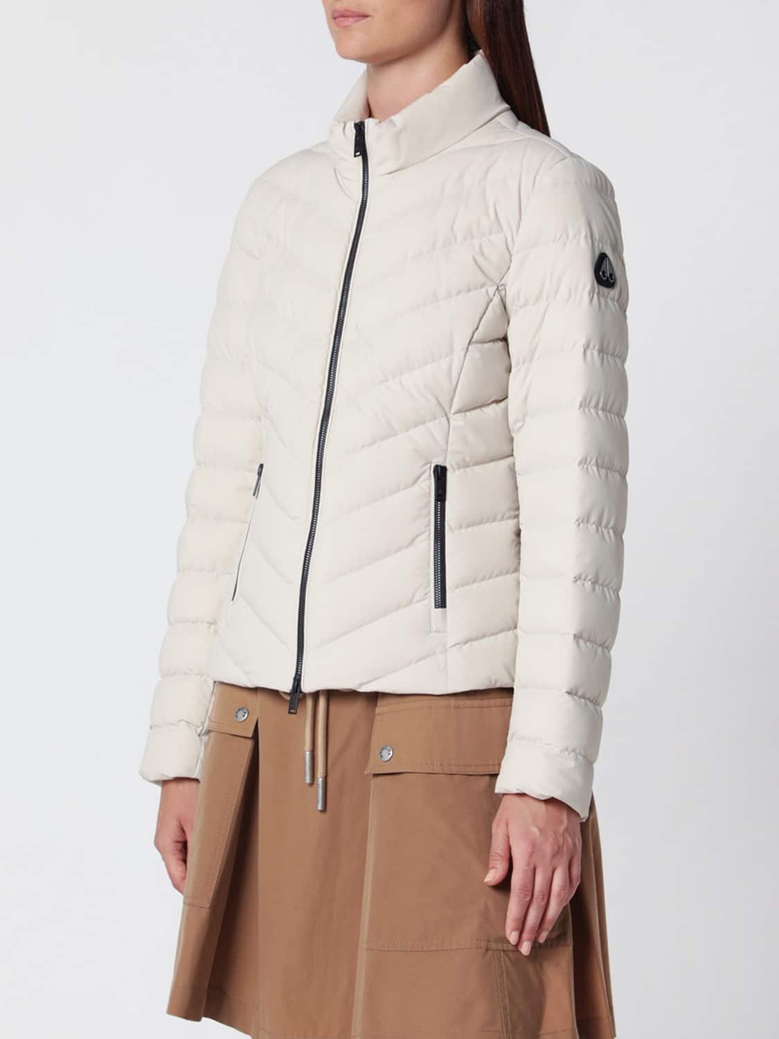 MOOSE KNUCKLES GIACCA: Piumino corto Elora Moose Knuckles in nylon trapuntato con collo alto, Crema - Img 1