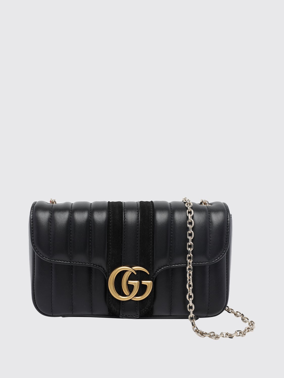 GUCCI BORSA MINI: Borsa mini Jetset GG Marmont Gucci in nappa matelassé con monogramma, Nero - Img 1
