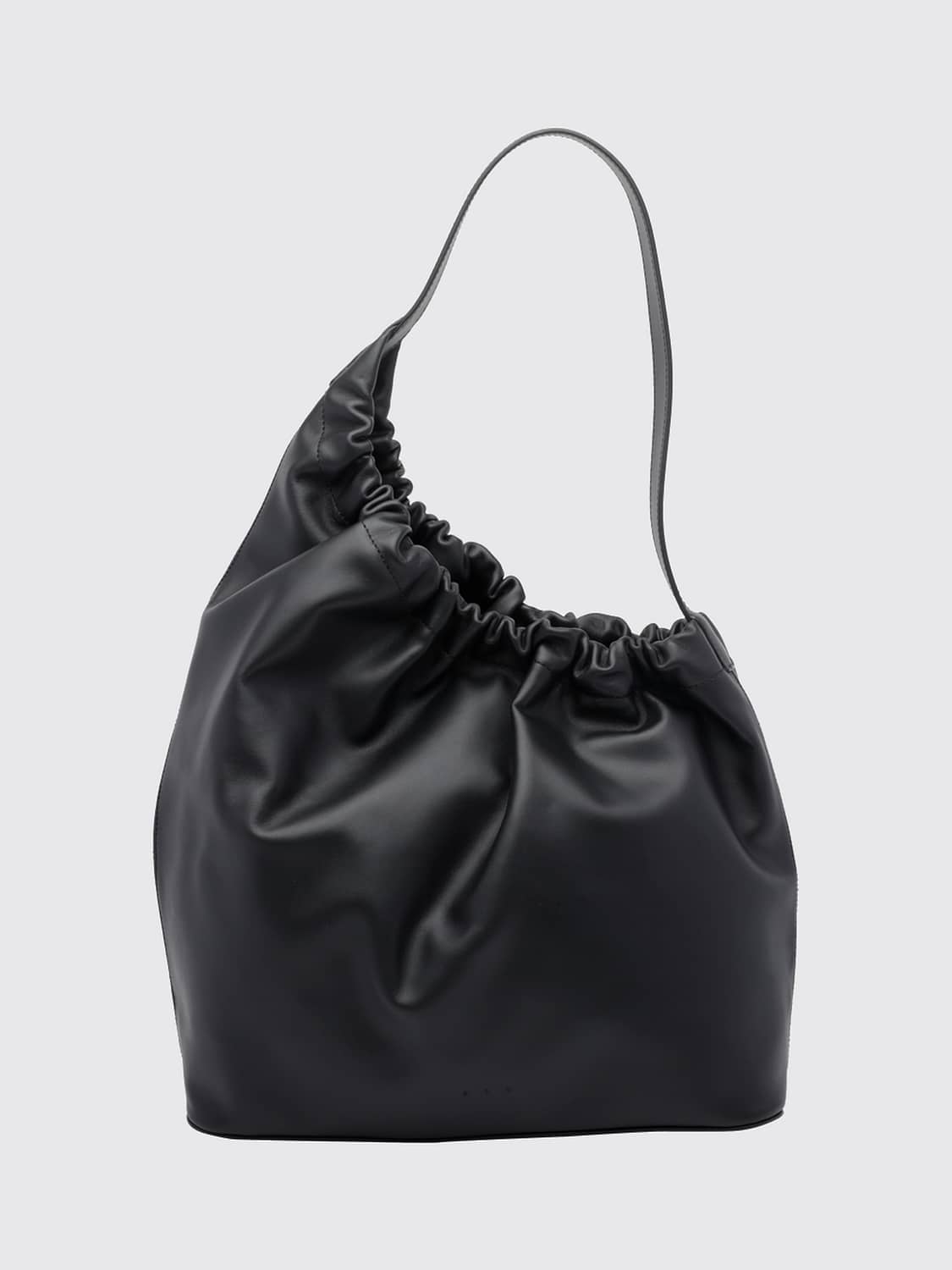 AESTHER EKME BOLSO DE HOMBRO: Bolso de hombro asimétrico AESTHER EKME de piel de becerro fruncida, Negro - Img 1