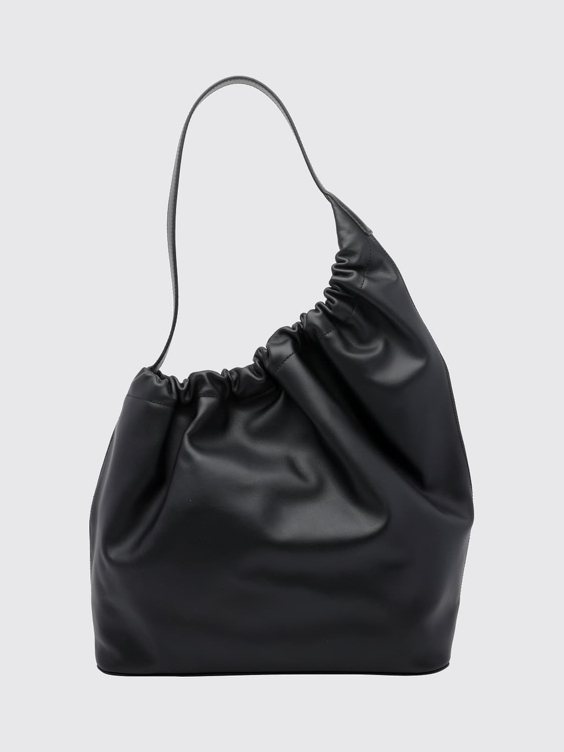 AESTHER EKME BOLSO DE HOMBRO: Bolso de hombro asimétrico AESTHER EKME de piel de becerro fruncida, Negro - Img 2