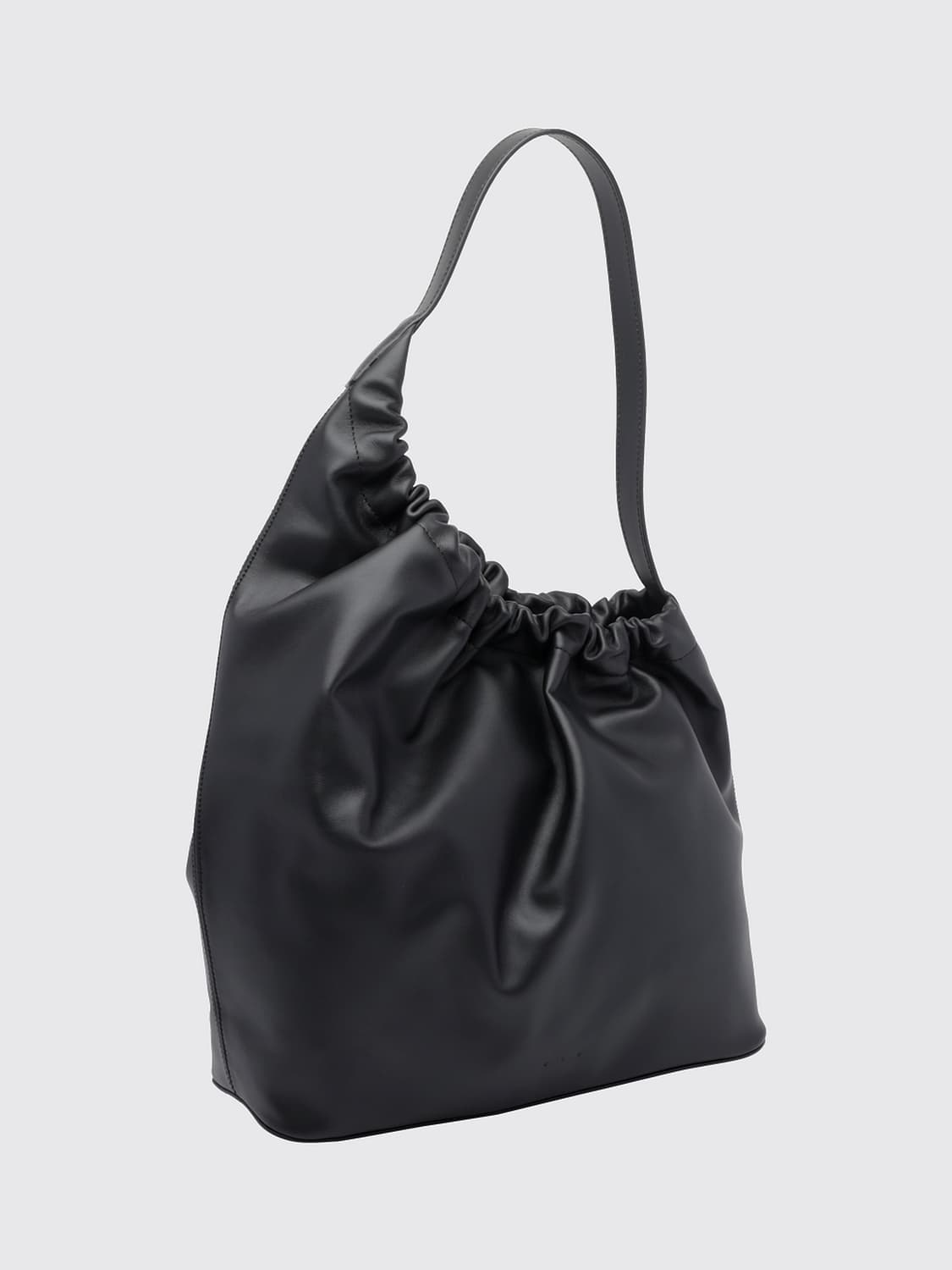 AESTHER EKME BOLSO DE HOMBRO: Bolso de hombro asimétrico AESTHER EKME de piel de becerro fruncida, Negro - Img 3