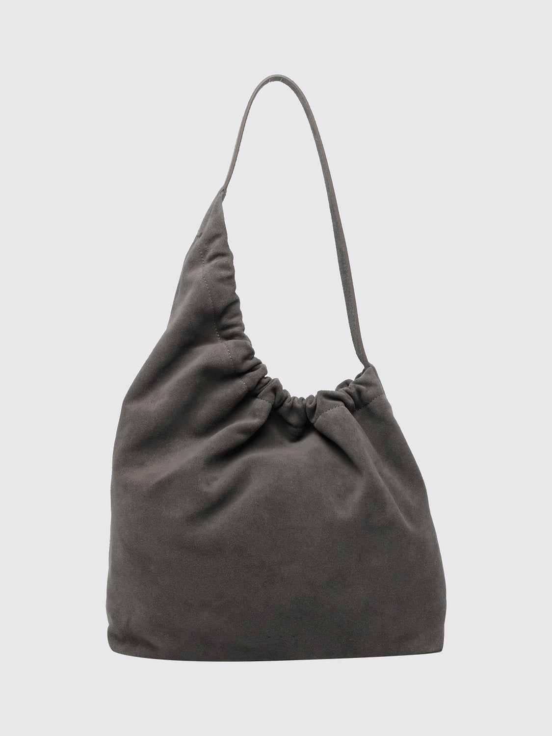 AESTHER EKME BORSA A SPALLA: Borsa a spalla AESTHER EKME asimmetrica in pelle di vitello arricciata, Grigio - Img 2