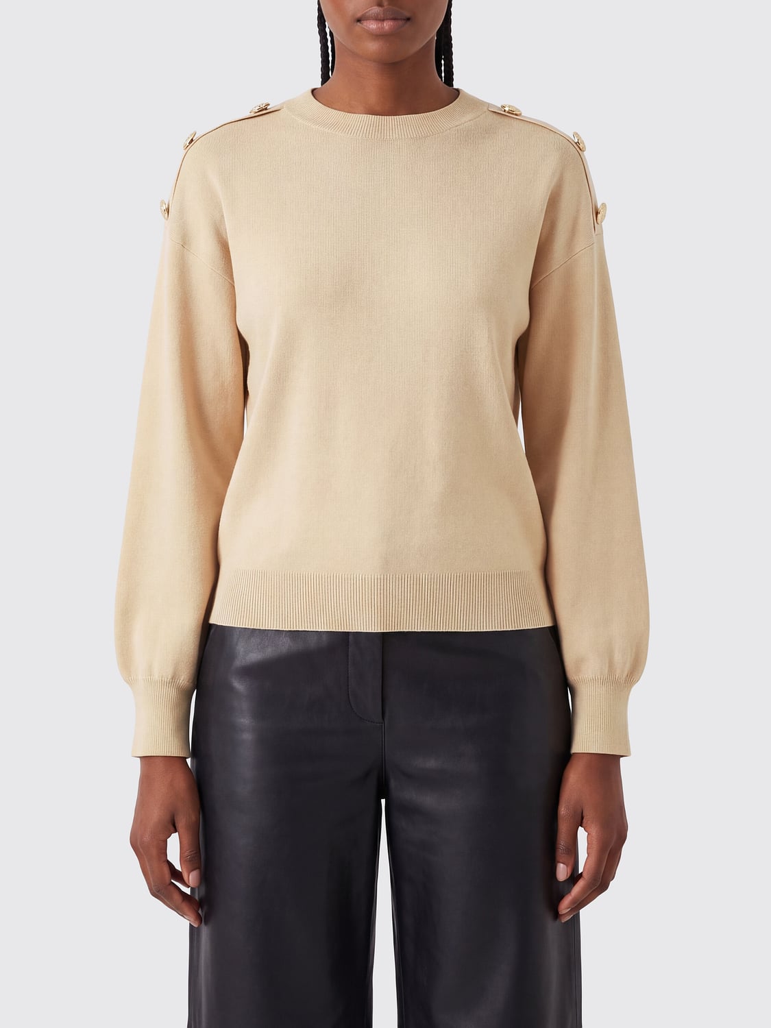 LIU JO PULLOVER: Liu Jo Rundhals-Cardigan aus Viskosemischung mit Knopfverschluss, Weiß - Img 1