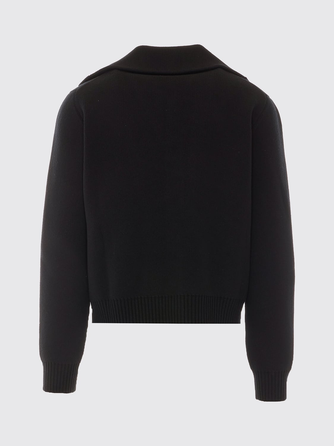 DOLCE & GABBANA SWEATER: Dolce & Gabbana Virgin Wool Cardigan with Sailor Collar and Logo Crest, Black - Img 3