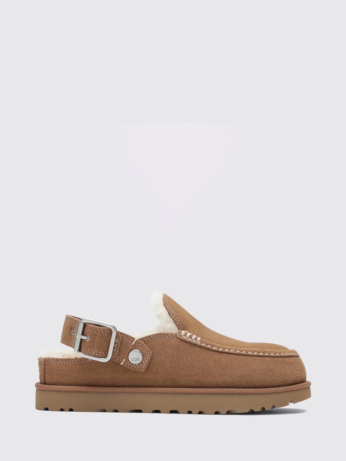 UGG シューズ: UGG Goldenstar Evelina スエード スリングバック プラットフォームミュール, ベージュ - Img 1