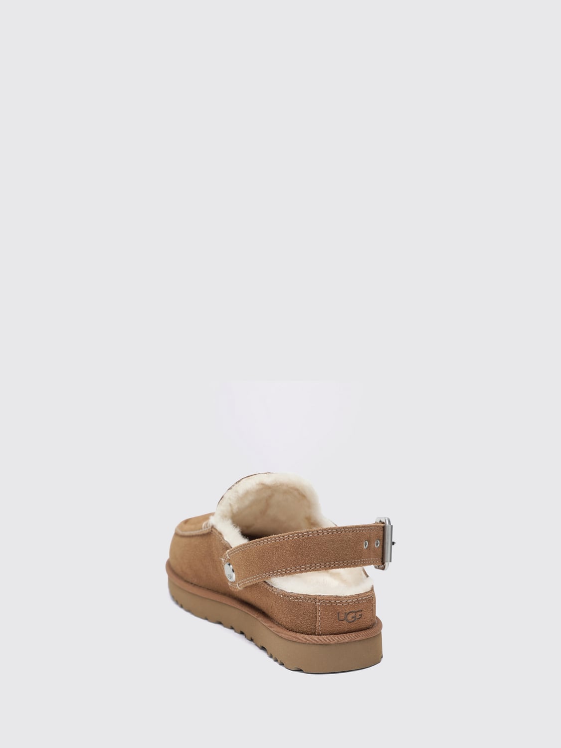 UGG シューズ: UGG Goldenstar Evelina スエード スリングバック プラットフォームミュール, ベージュ - Img 2