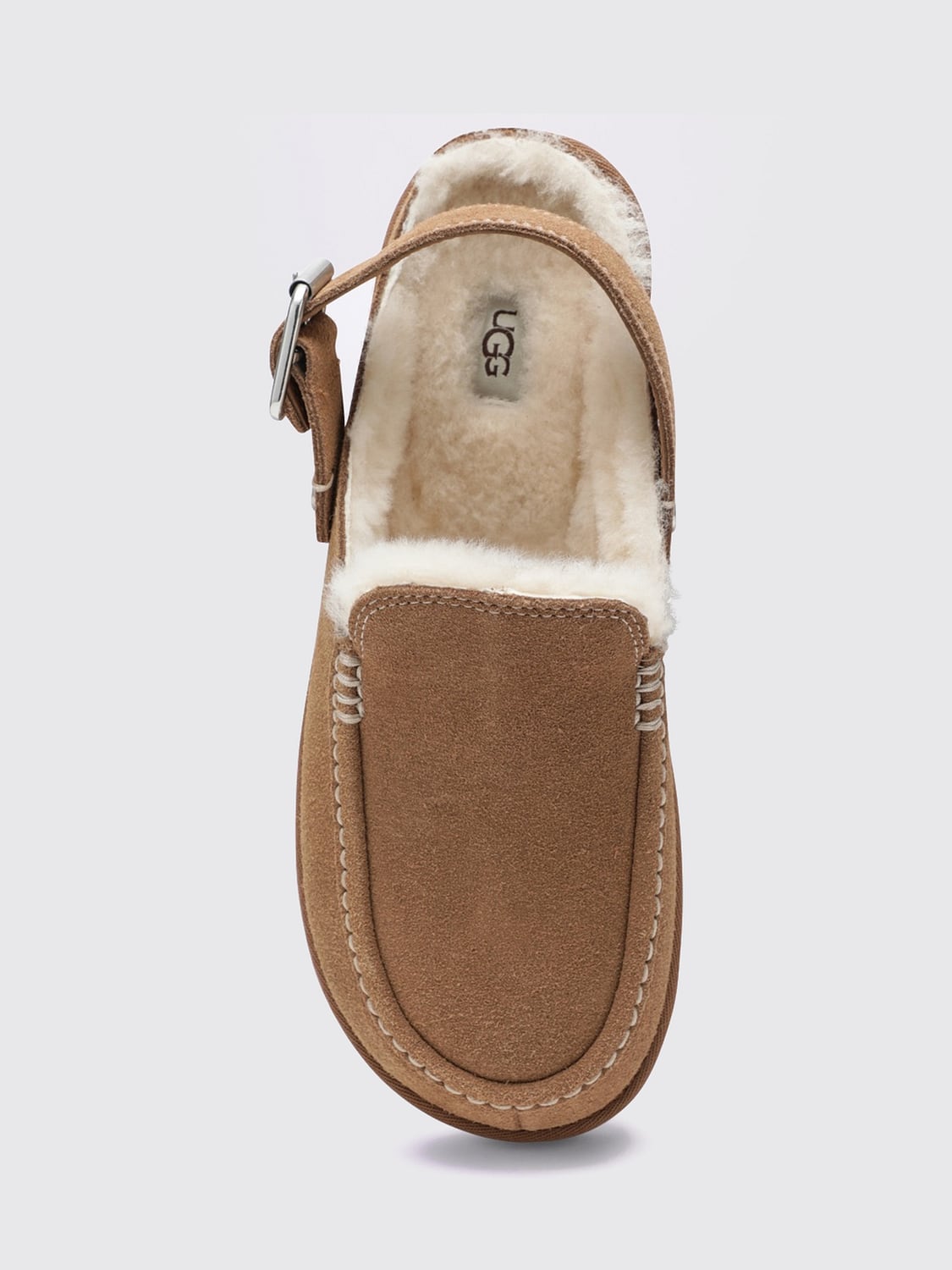 UGG シューズ: UGG Goldenstar Evelina スエード スリングバック プラットフォームミュール, ベージュ - Img 4