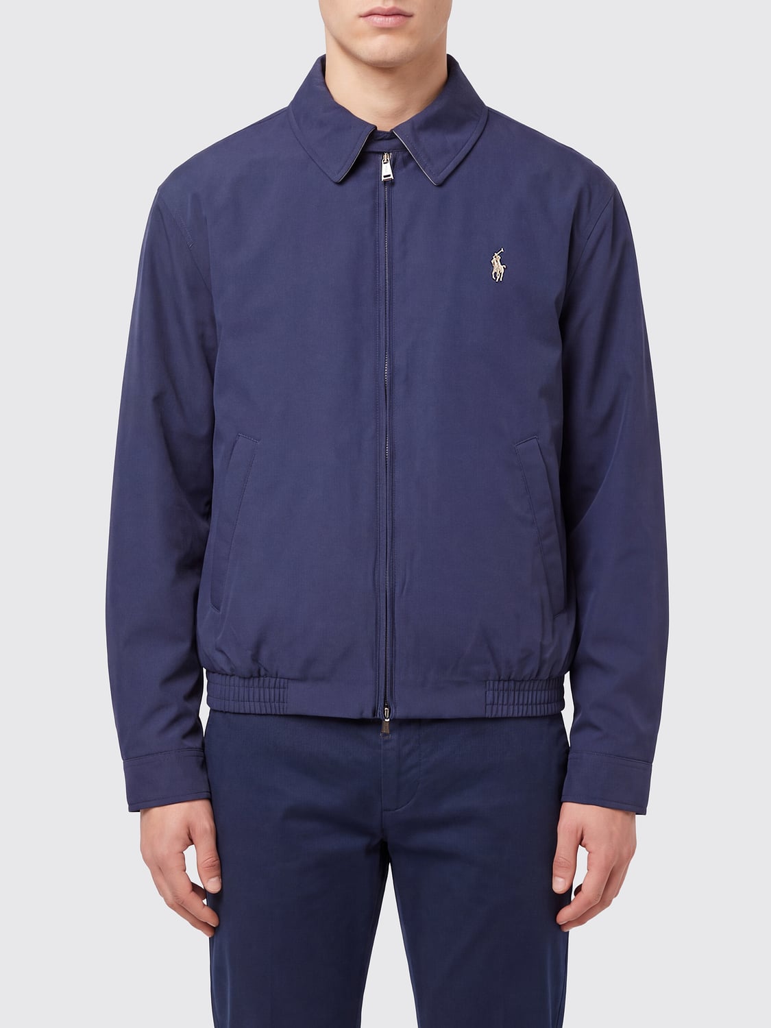 POLO RALPH LAUREN JACKET: Polo Ralph Lauren Windproof Polyester Bomber Jacket with Embroidered Pony Logo, Navy - Img 1