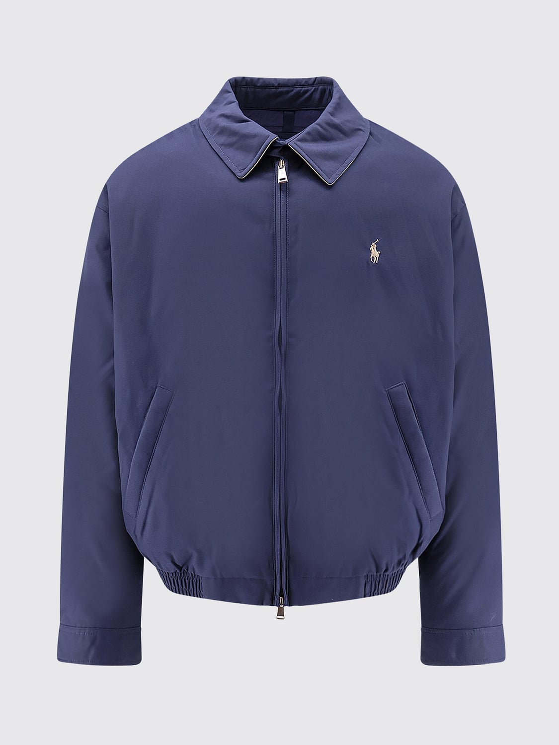 POLO RALPH LAUREN JACKET: Polo Ralph Lauren Windproof Polyester Bomber Jacket with Embroidered Pony Logo, Navy - Img 2