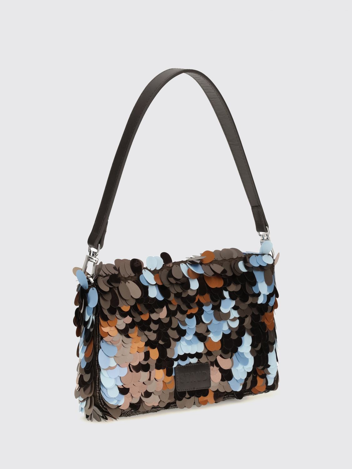 STAUD SCHULTERTASCHE: Staud Timmy Schultertasche aus Leder mit Paillettenverzierung, Schwarz - Img 2
