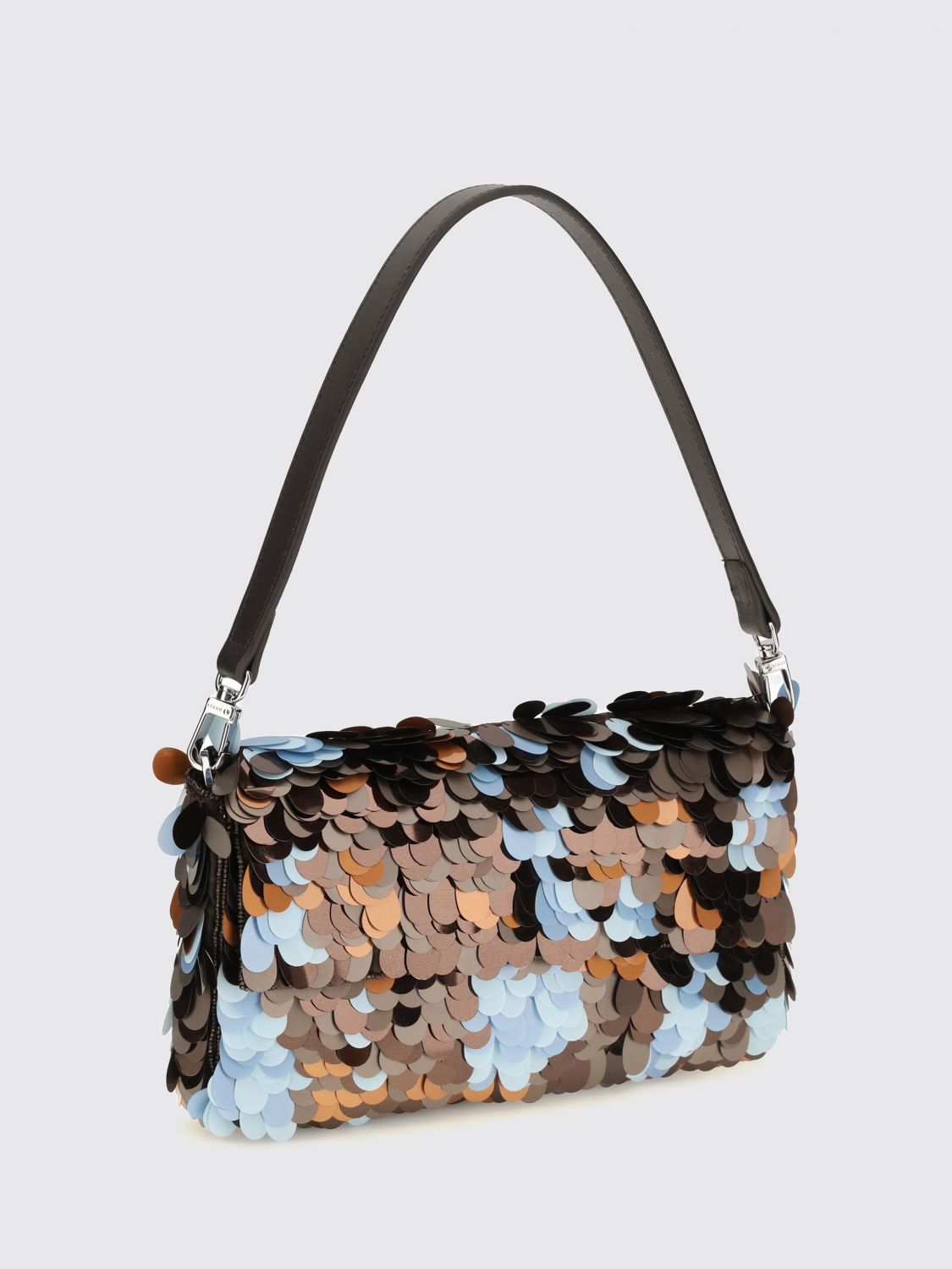 STAUD SCHULTERTASCHE: Staud Timmy Schultertasche aus Leder mit Paillettenverzierung, Schwarz - Img 4