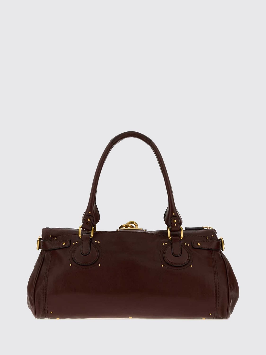 CHLOÉ BOLSO DE HOMBRO: Bolso de hombro grande Paddington Chloé de piel bovina con candado, Marrón - Img 2