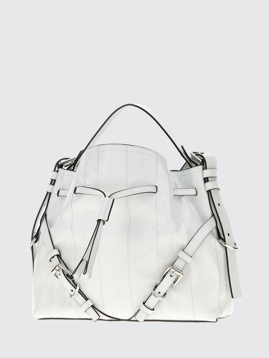 GIVENCHY HANDBAG: Small Voyou Givenchy Calfskin Bucket Bag with Drawstring, Ivory - Img 3