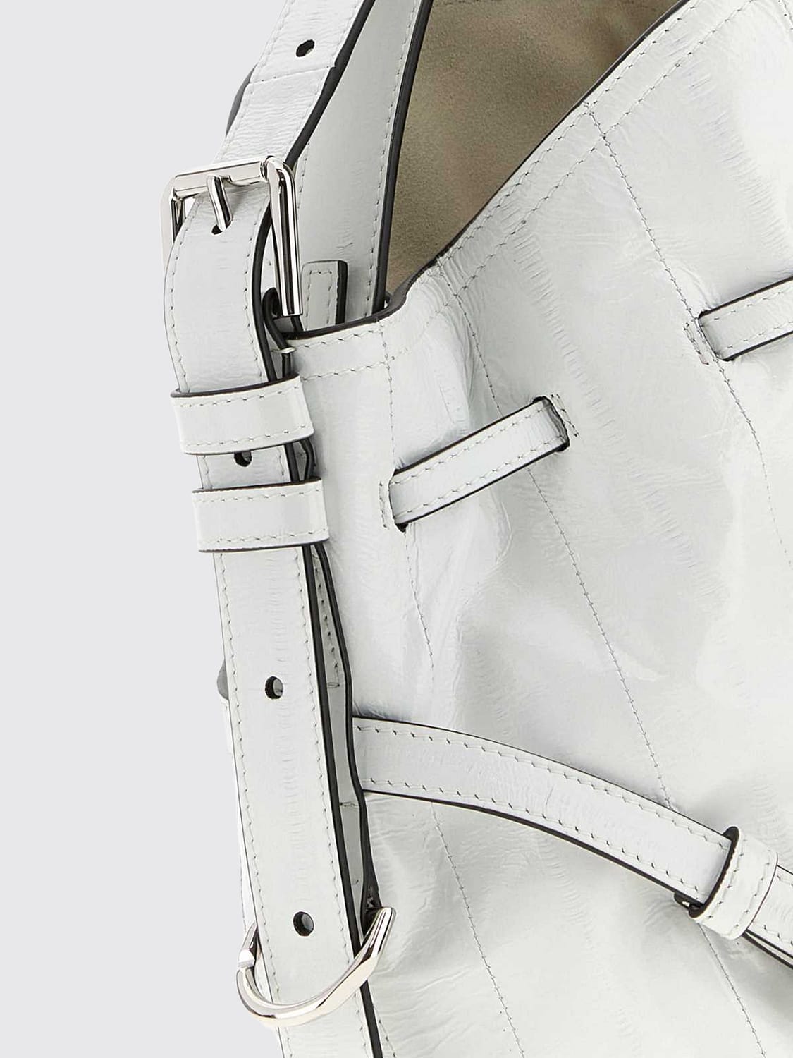 GIVENCHY HANDBAG: Small Voyou Givenchy Calfskin Bucket Bag with Drawstring, Ivory - Img 4