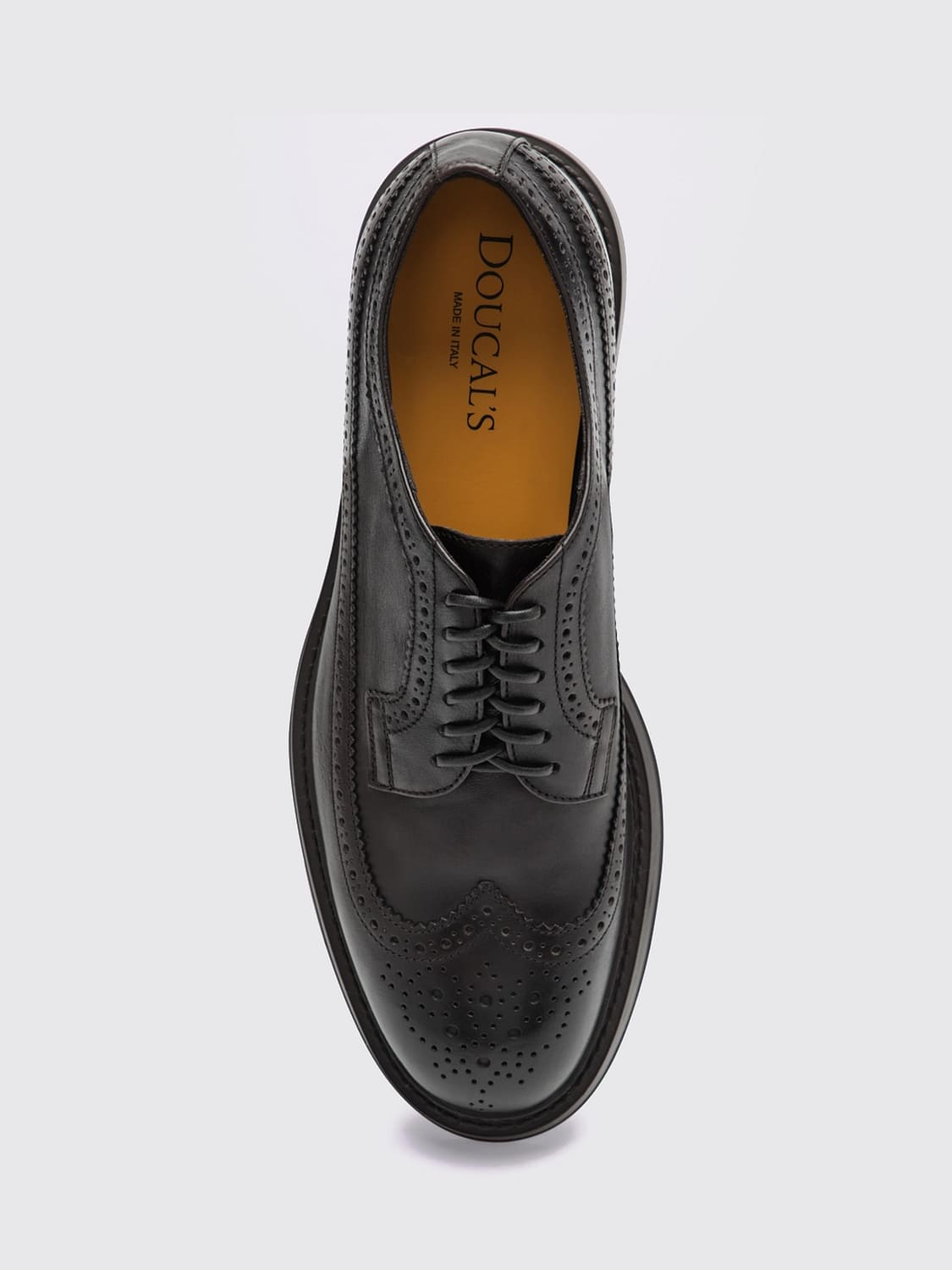 DOUCAL'S BROGUE SHOES: Doucal's Derby Shoes in Smooth Calfskin with Wingtip Brogue Detailing, Dark - Img 2