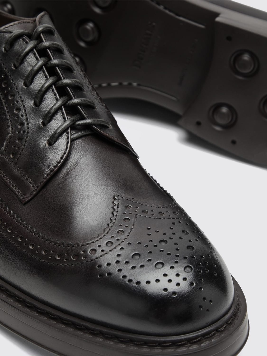DOUCAL'S BROGUE SHOES: Doucal's Derby Shoes in Smooth Calfskin with Wingtip Brogue Detailing, Dark - Img 3
