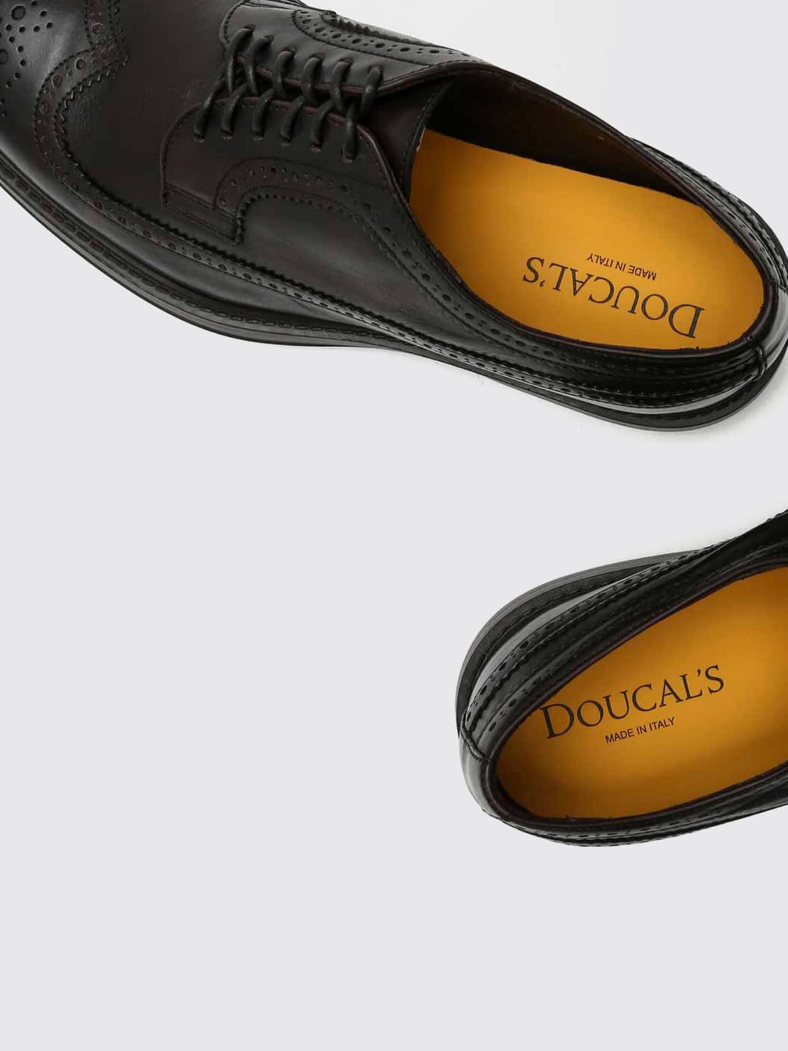 DOUCAL'S BROGUE SHOES: Doucal's Derby Shoes in Smooth Calfskin with Wingtip Brogue Detailing, Dark - Img 4