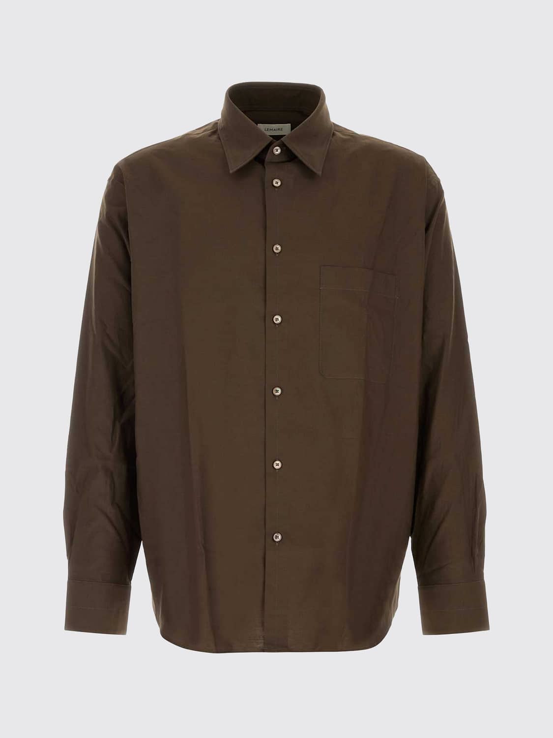 LEMAIRE SHIRT: Relaxed Fit Cotton and Silk Lemaire Shirt with French Collar, Brown - Img 2